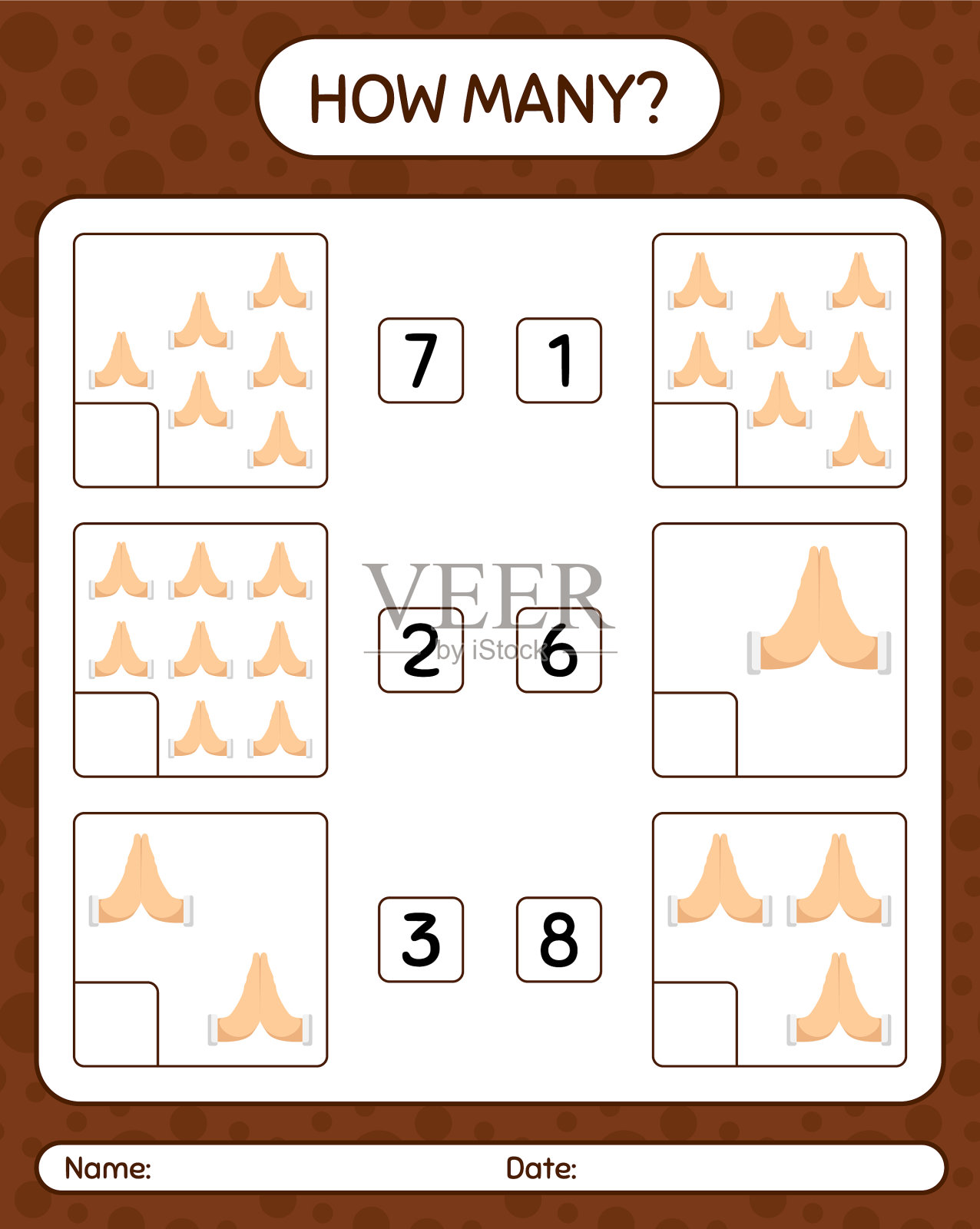 有多少个带祈祷表的计数游戏插画图片素材