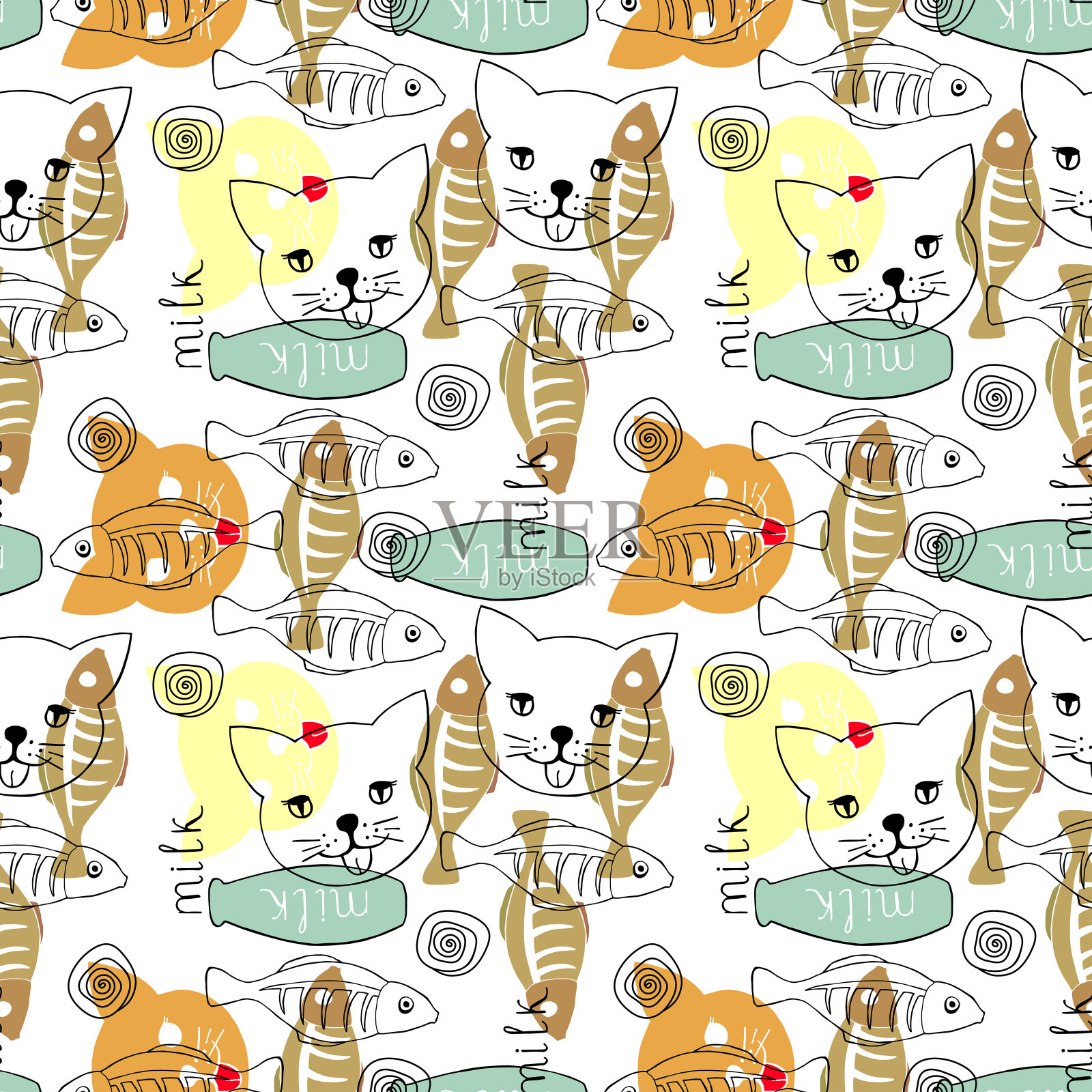 儿童猫的图案。插画图片素材