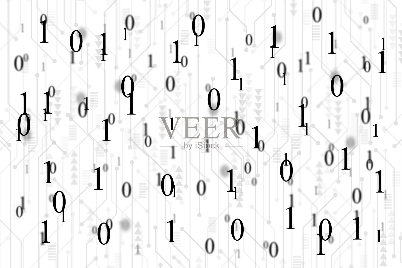 二进制码，1和0，白色背景。数字技术、网络、软件、硬件概念插画图片素材