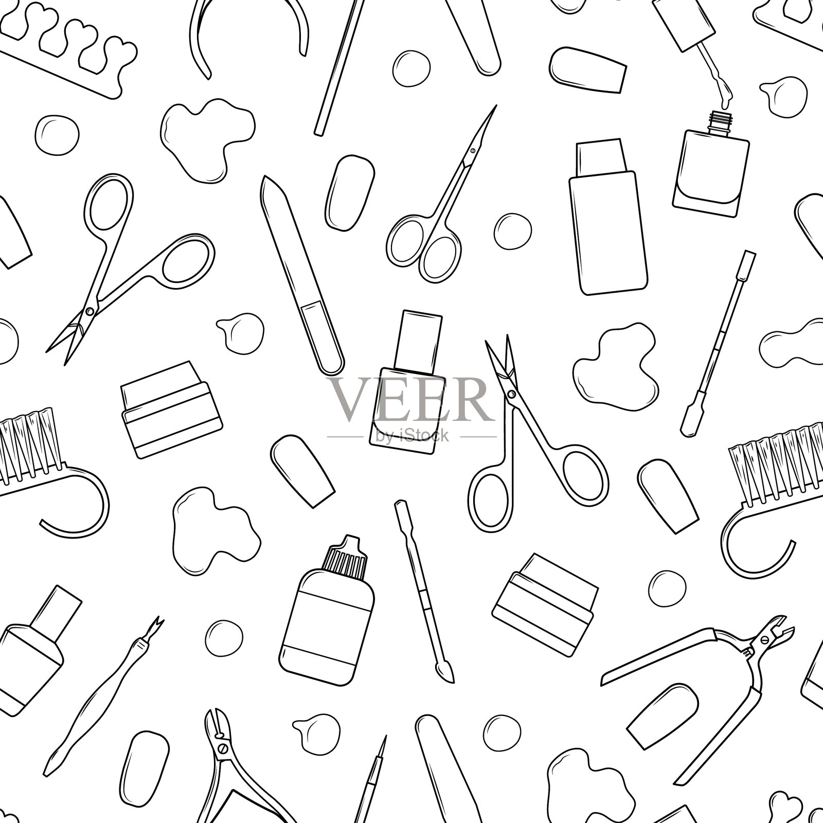 无缝图案用指甲剪指甲锉插画图片素材