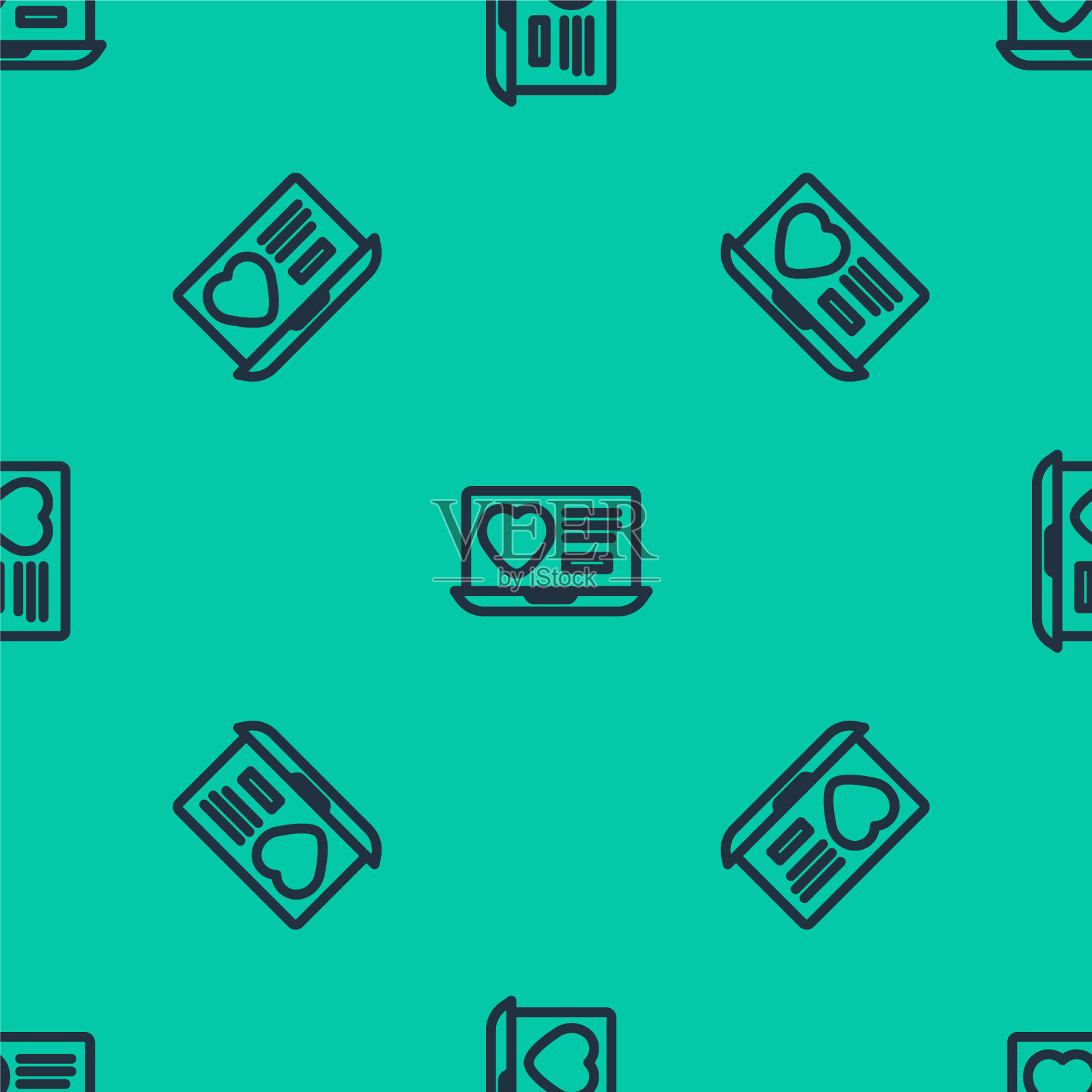 蓝线约会应用在线笔记本概念图标插画图片素材