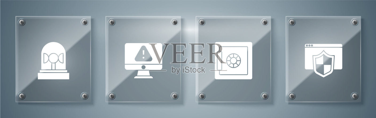 设置浏览器与屏蔽安全监视器惊叹号图标素材