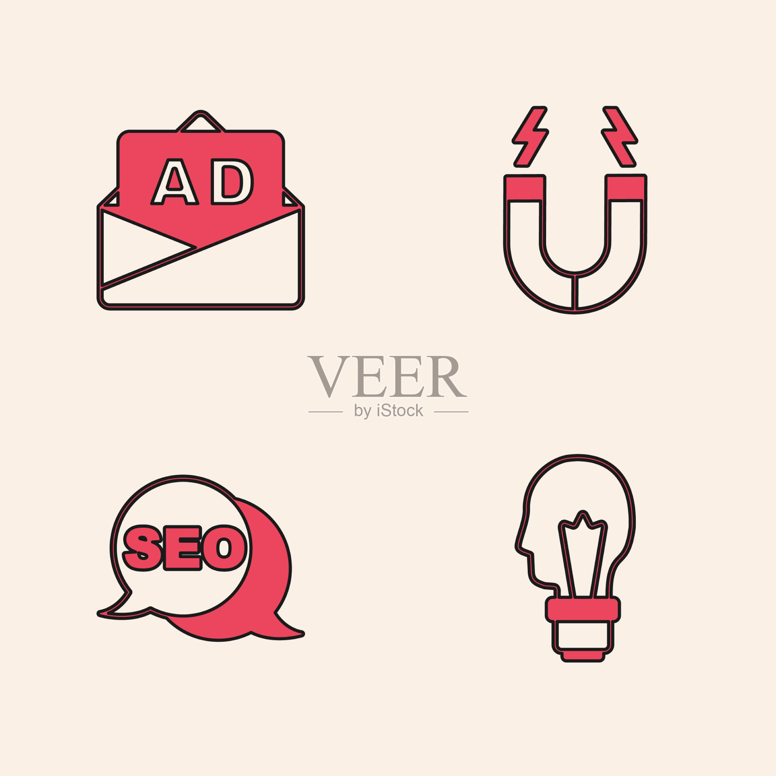 用概念创意广告设置灯泡图标素材