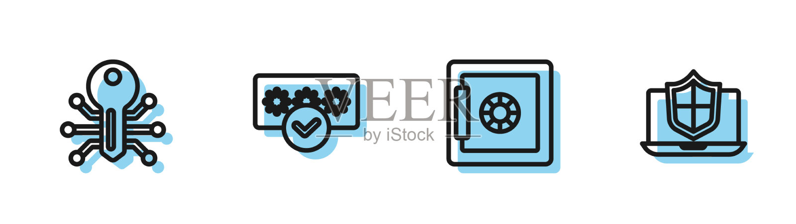 设行安全智能密钥密码保护和图标素材