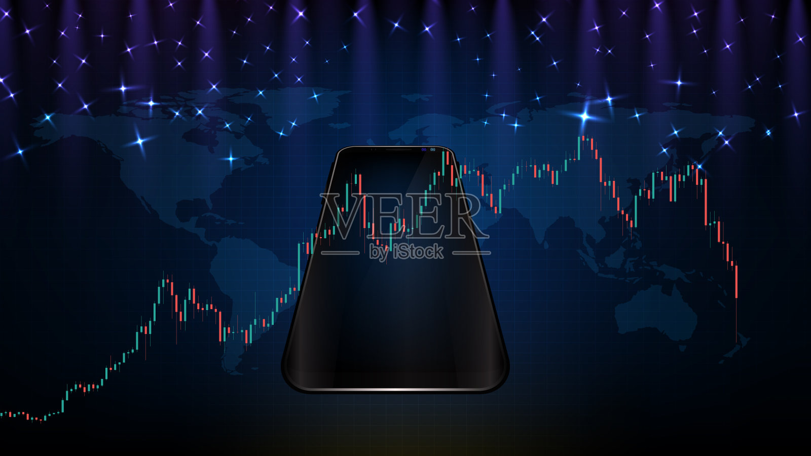 抽象背景下的未来新型智能手机降价插画图片素材