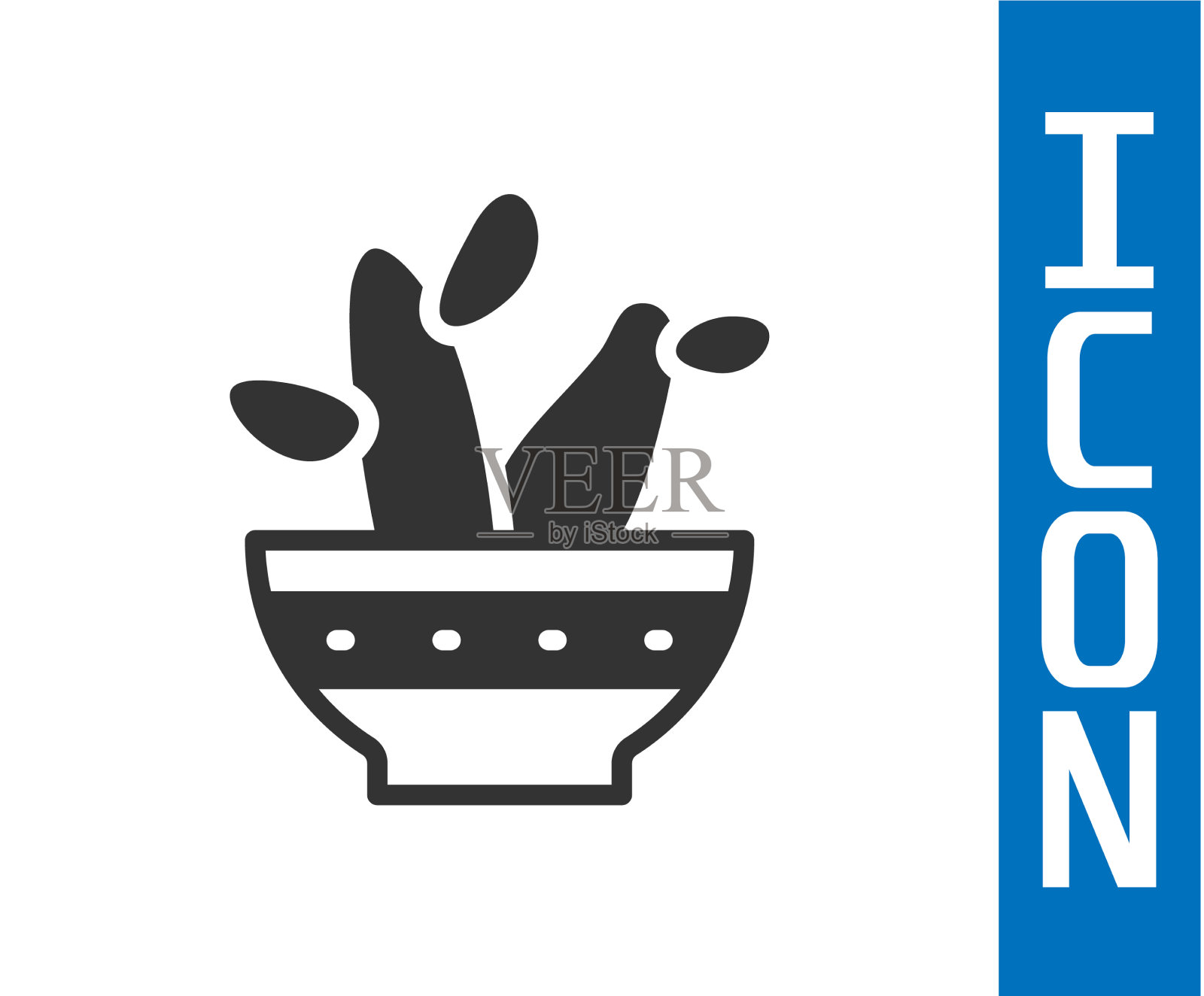 灰色仙人掌仙人掌在花盆图标孤立在白色插画图片素材