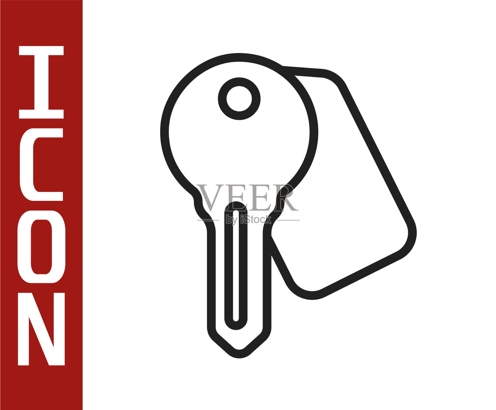 黑线酒店门锁钥匙图标隔离上插画图片素材