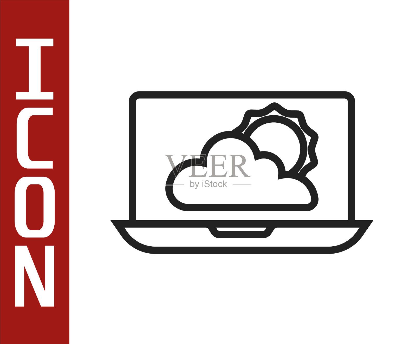 黑线天气预报图标孤立在白色上插画图片素材