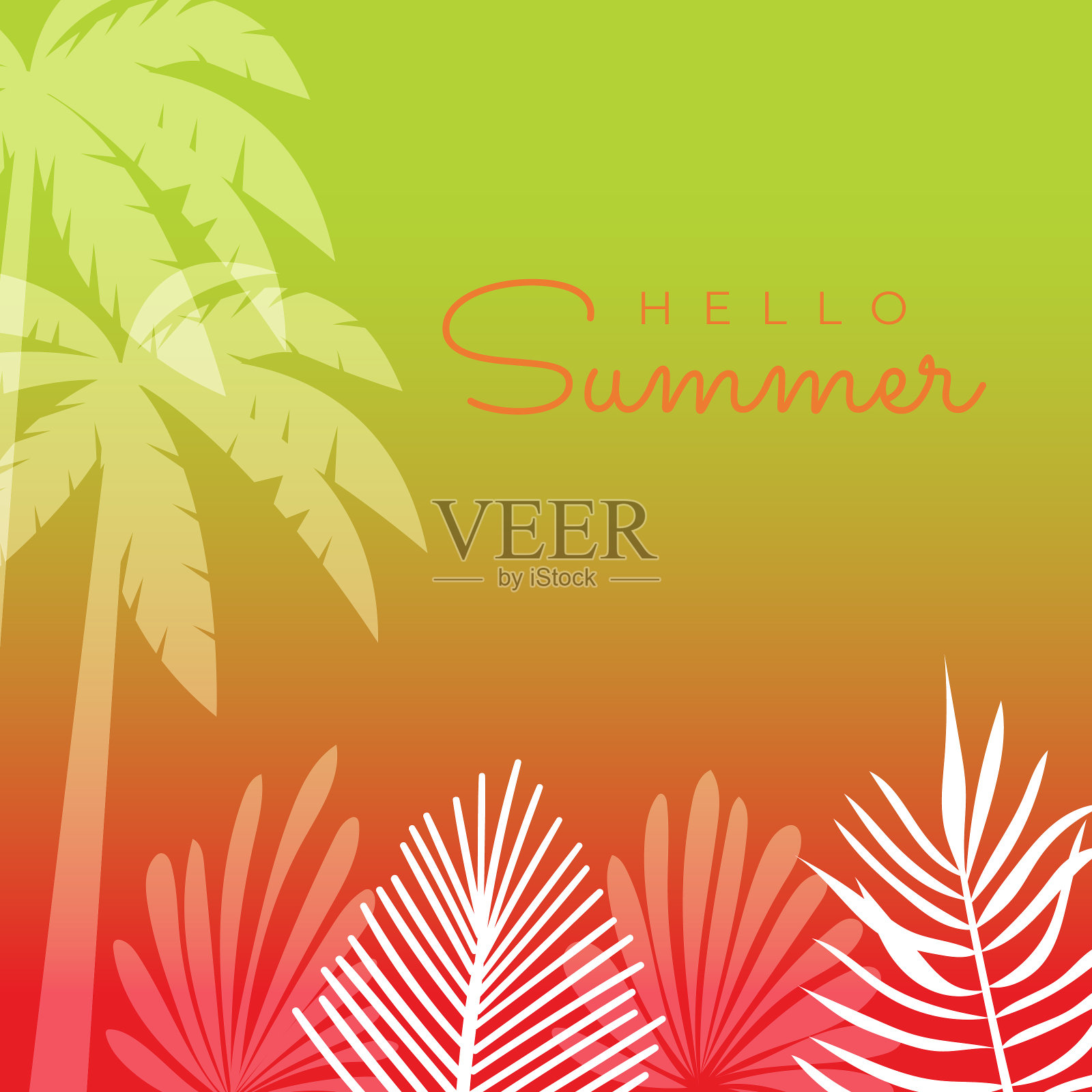 夏日结束的社交媒体横幅模板与鲜花和热带夏季的叶子。Instagram帖子模板与夏季主题插画图片素材