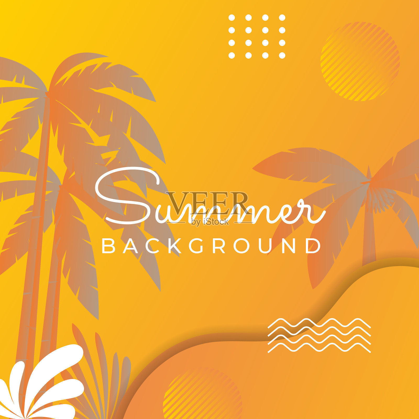 夏日结束的社交媒体横幅模板与鲜花和热带夏季的叶子。Instagram帖子模板与夏季主题插画图片素材