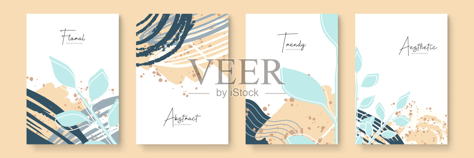 花设计的社会媒体故事模板与树叶和波浪普遍创意有机波西米亚设计集合设计模板素材