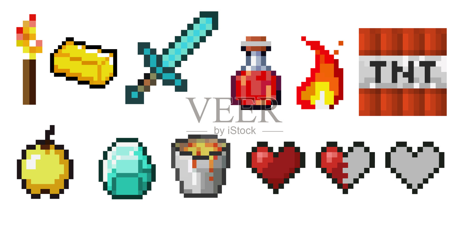 设置像素对象药水瓶着火插画图片素材