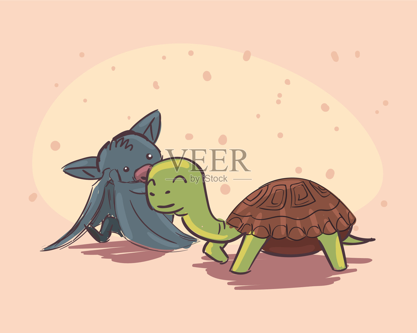 蝙蝠和乌龟插画图片素材