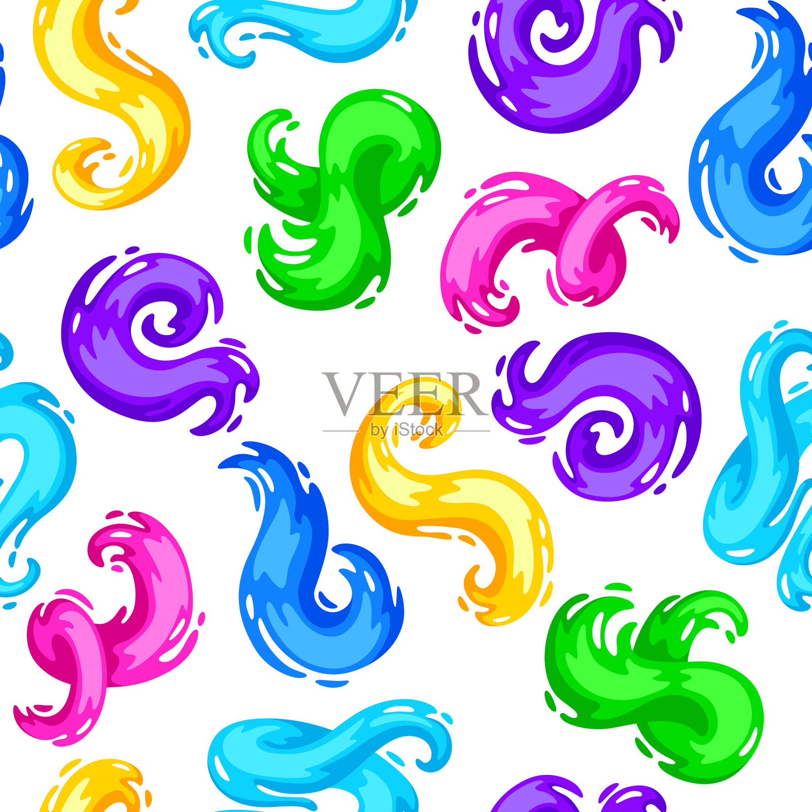 无缝图案与彩色漩涡或油漆插画图片素材