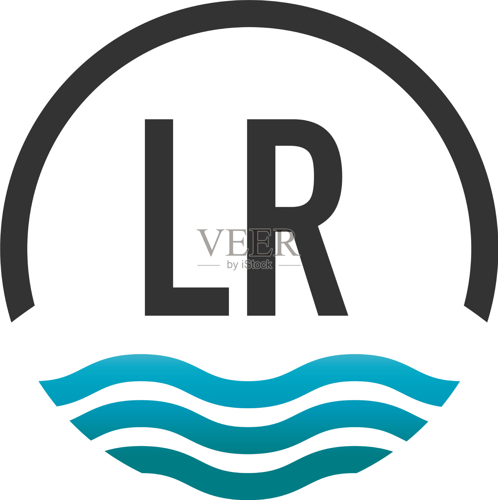 首字母lr创意圈沙滩和太阳插画图片素材