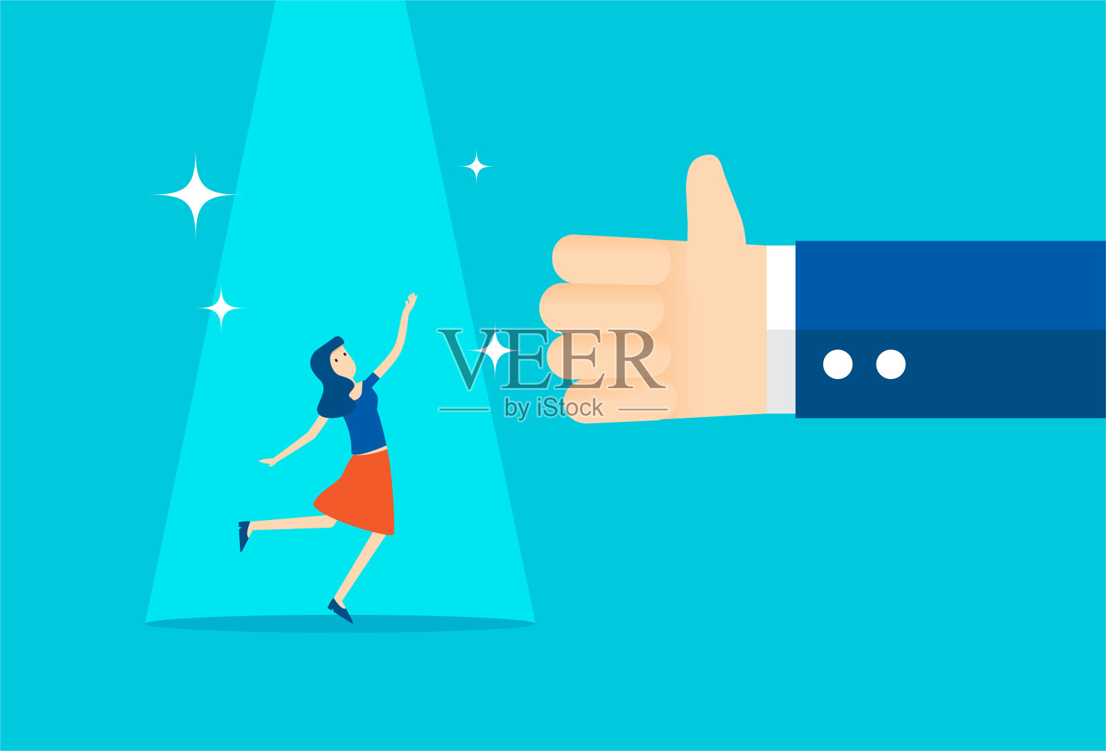 向女商人竖起大拇指，示意同意反馈插画图片素材