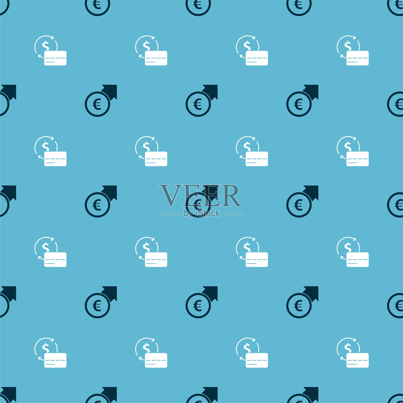 设立金融增长，欧元和信用卡图标素材