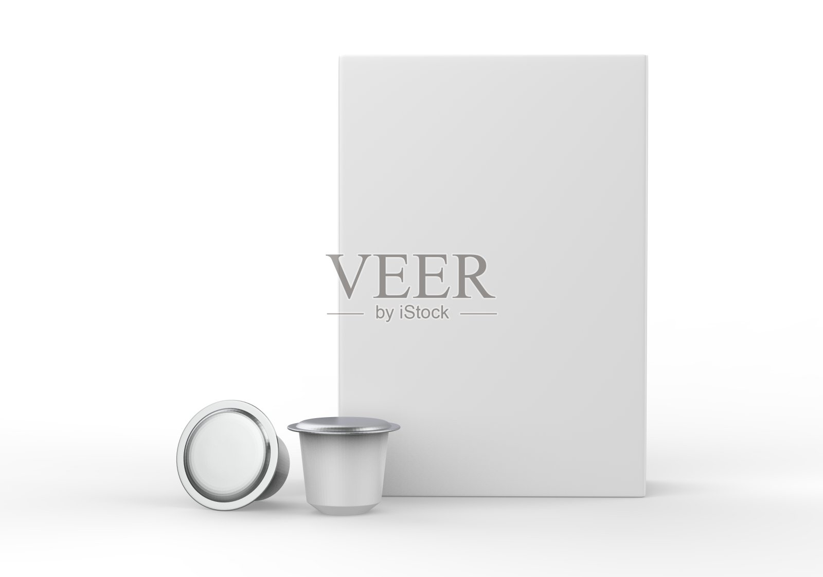 空白咖啡胶囊硬盒包装模拟和品牌。照片摄影图片