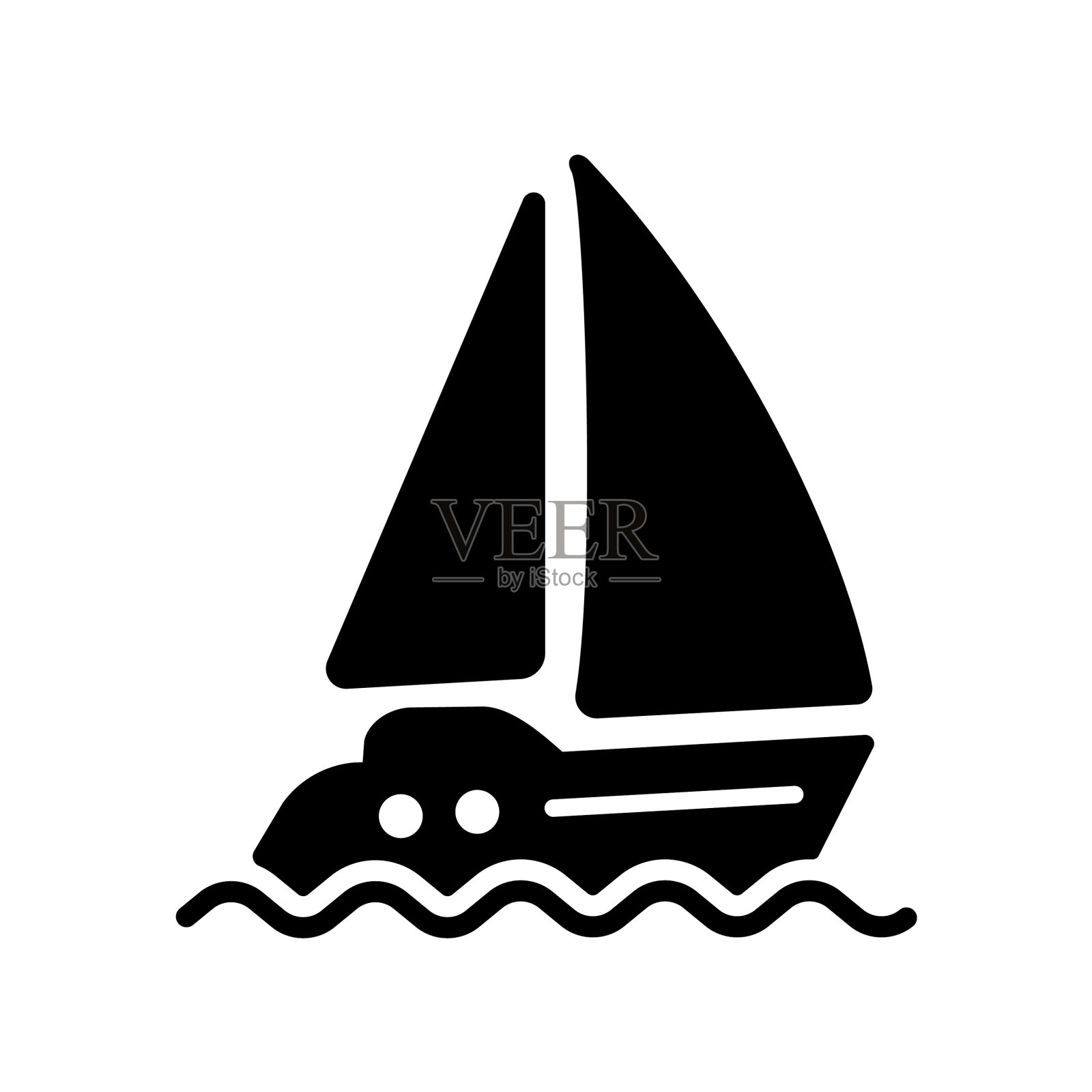 帆船平字形图标孤立设计元素图片
