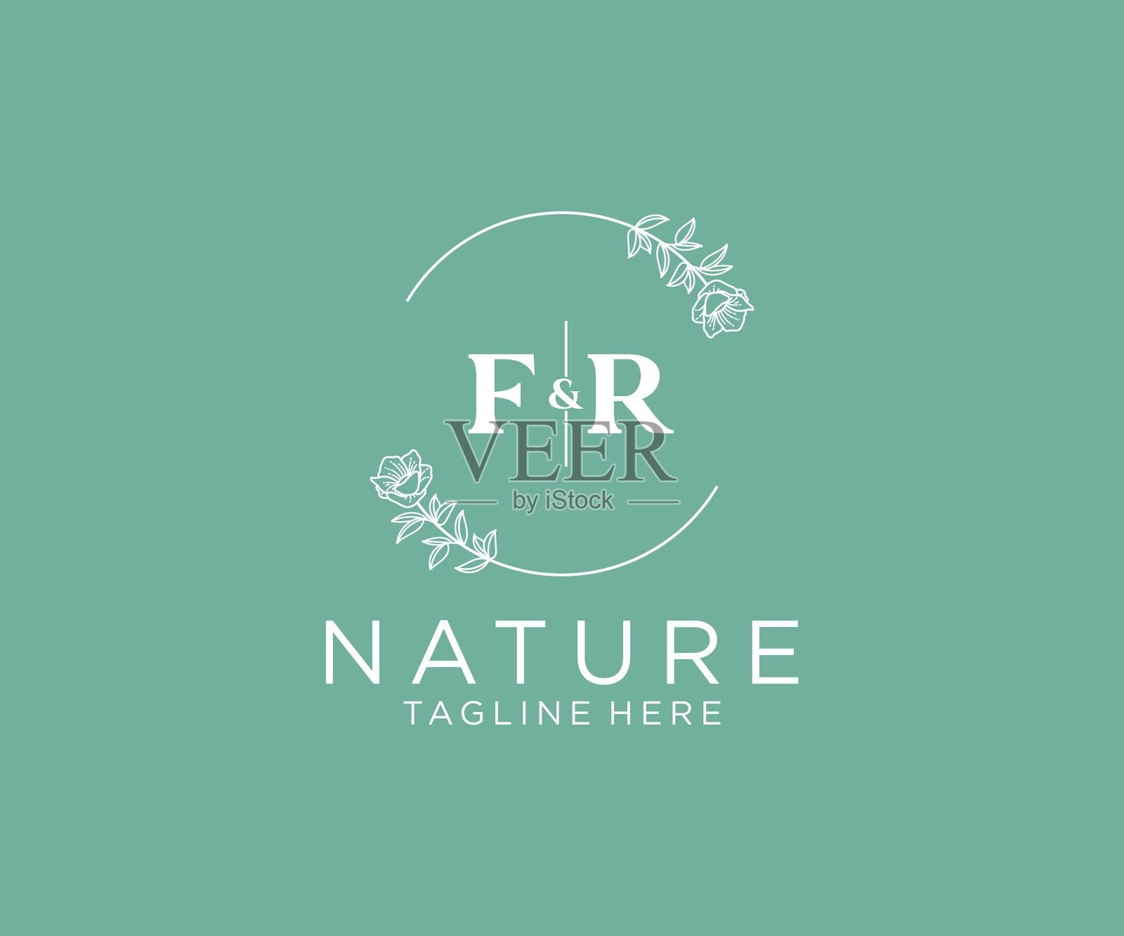 首字母fr植物女性标志插画图片素材