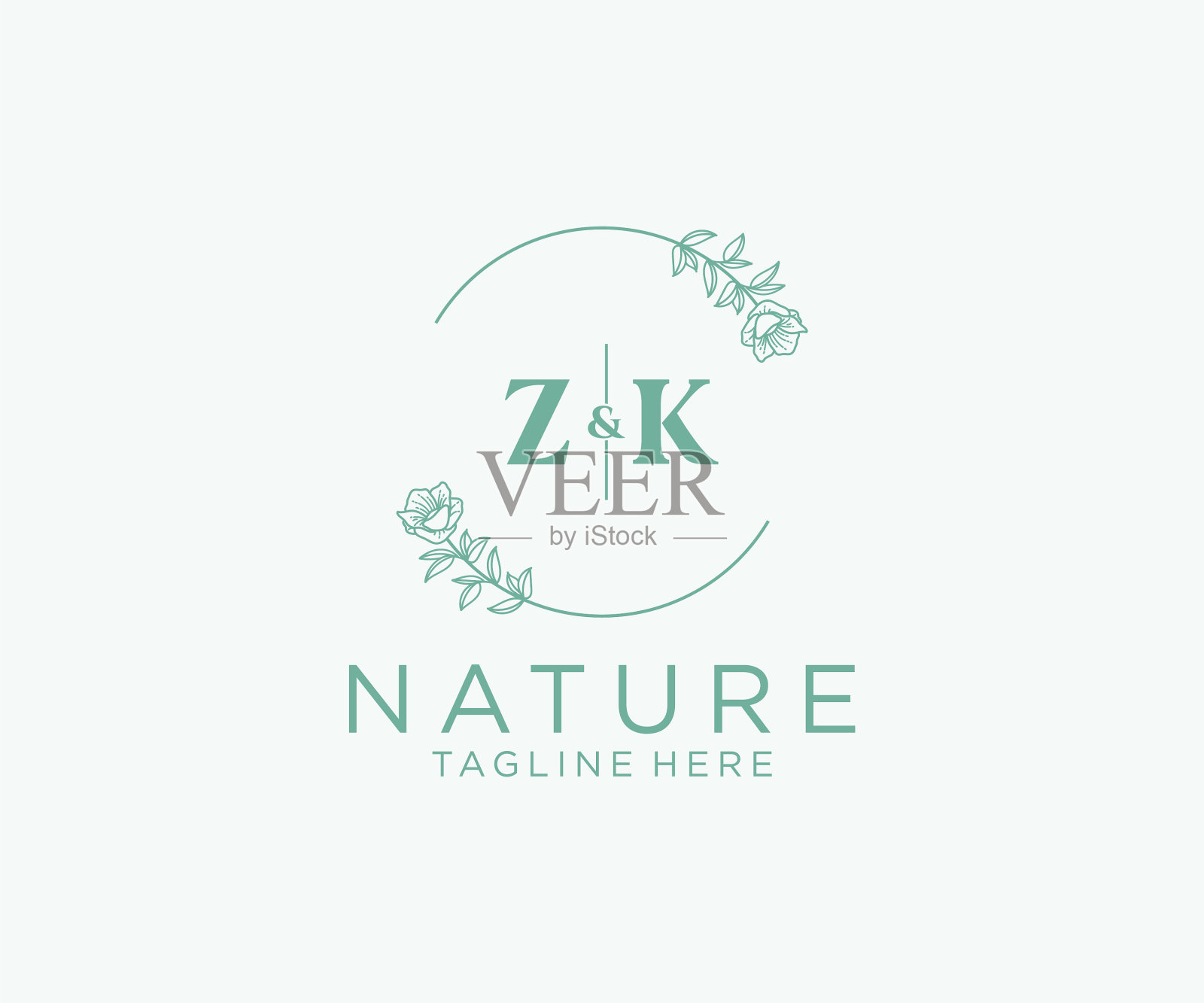 首字母zk植物女性标志插画图片素材