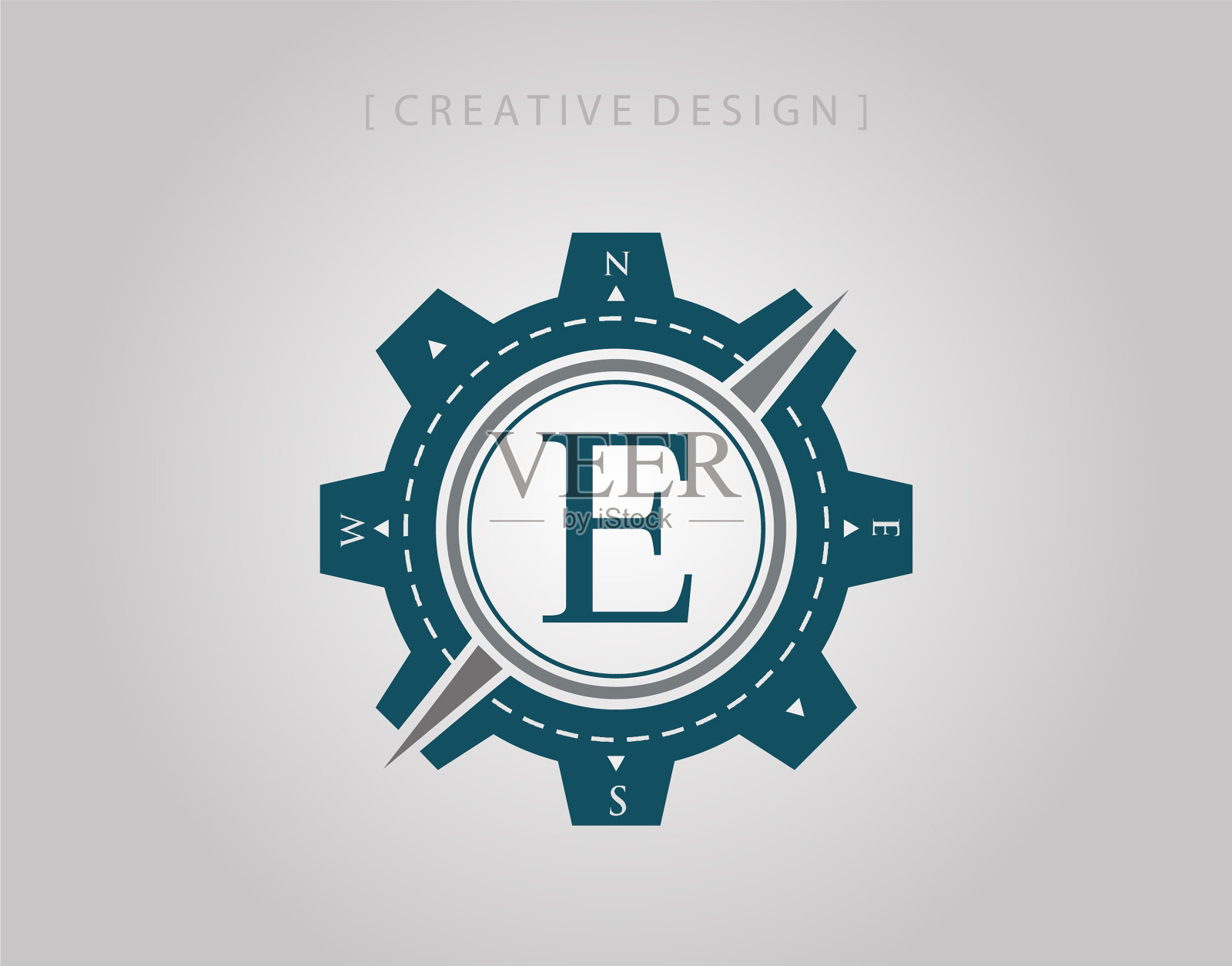 罗盘徽章字母e标志图标设计元素插画图片素材