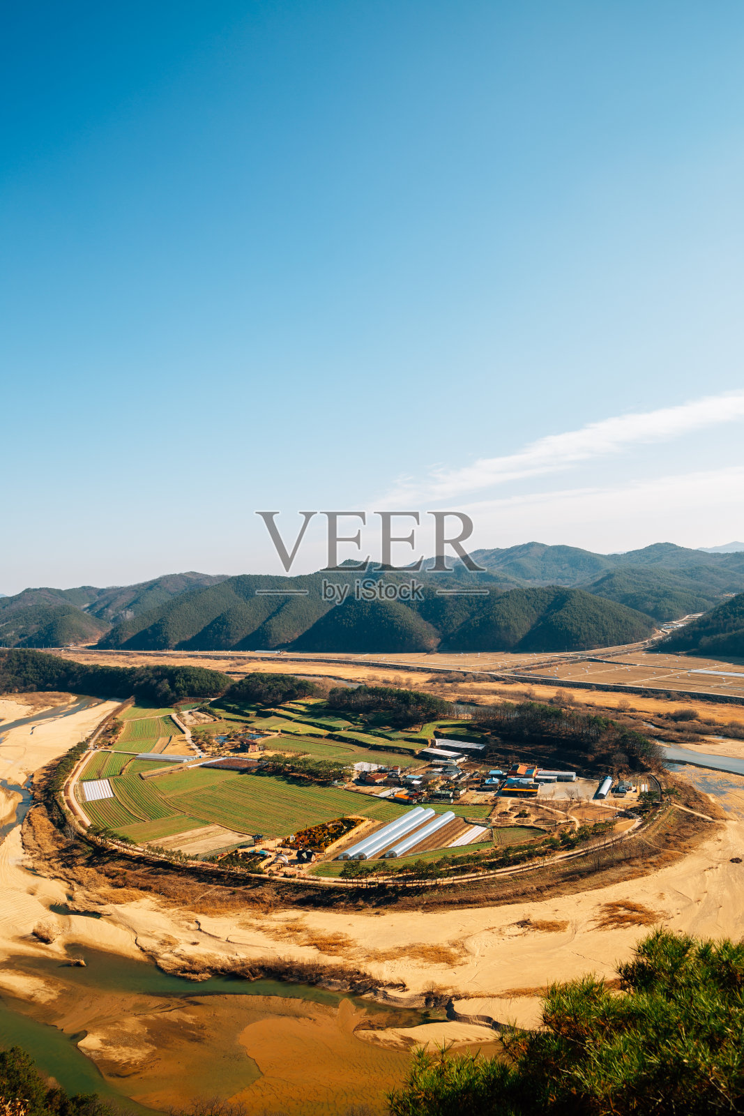 韩国叶川会陵坡村全景照片摄影图片