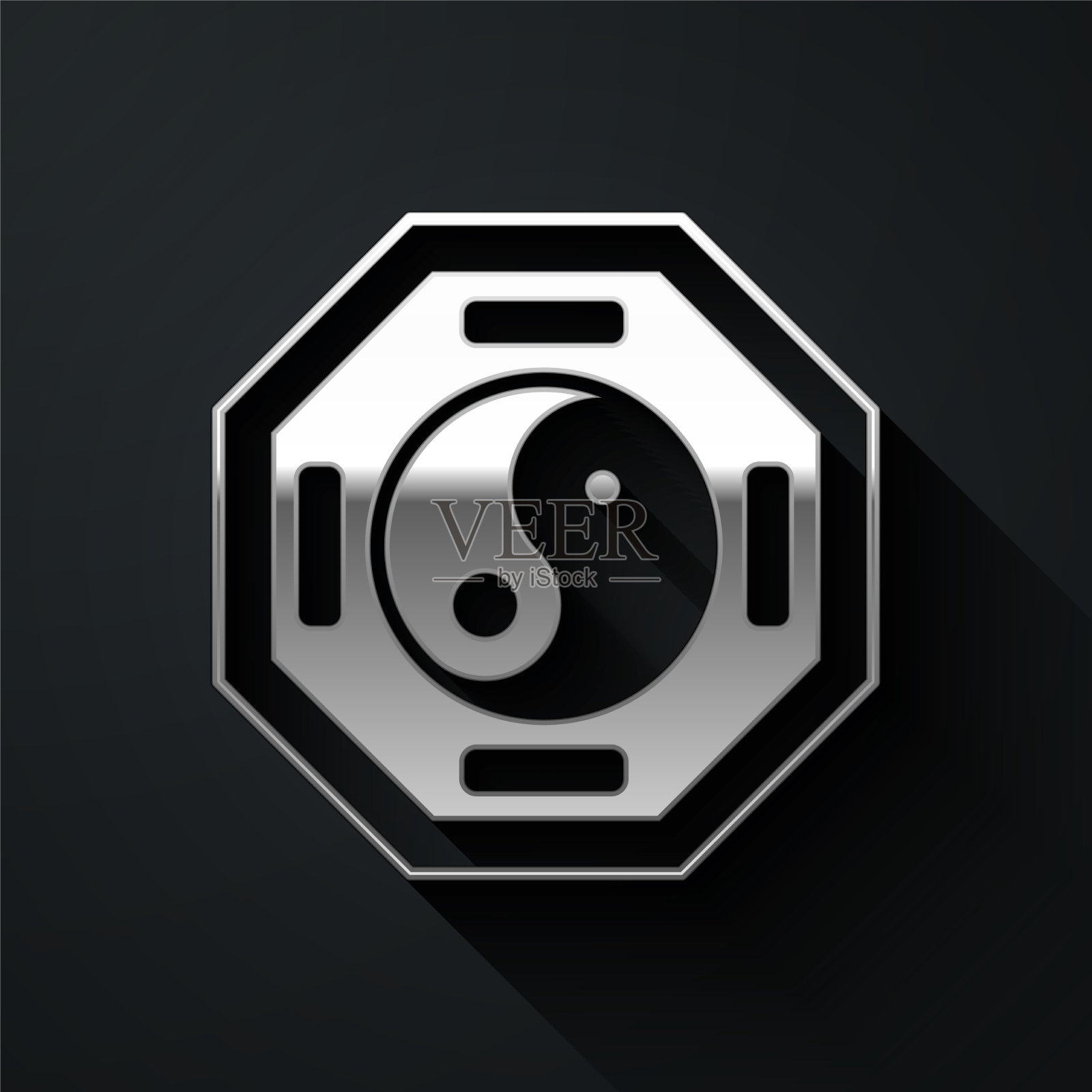 银阴阳象征和谐与平衡插画图片素材