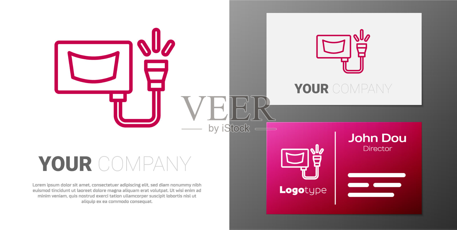 标志型线超声图标孤立在白色插画图片素材