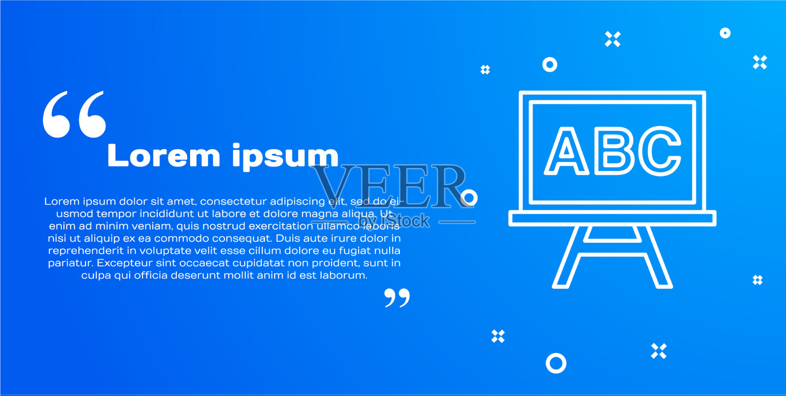 白色线黑板图标隔离在蓝色插画图片素材