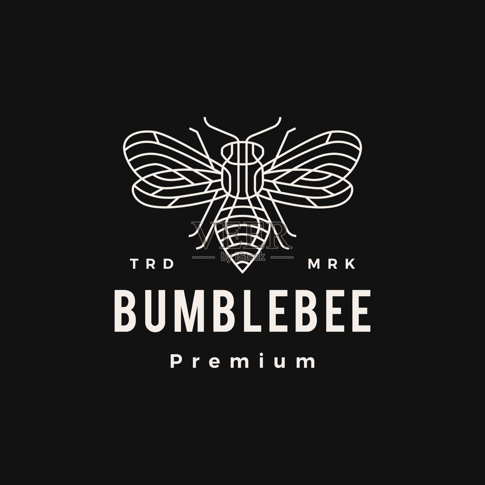 大黄蜂单线轮廓潮人复古标志插画图片素材