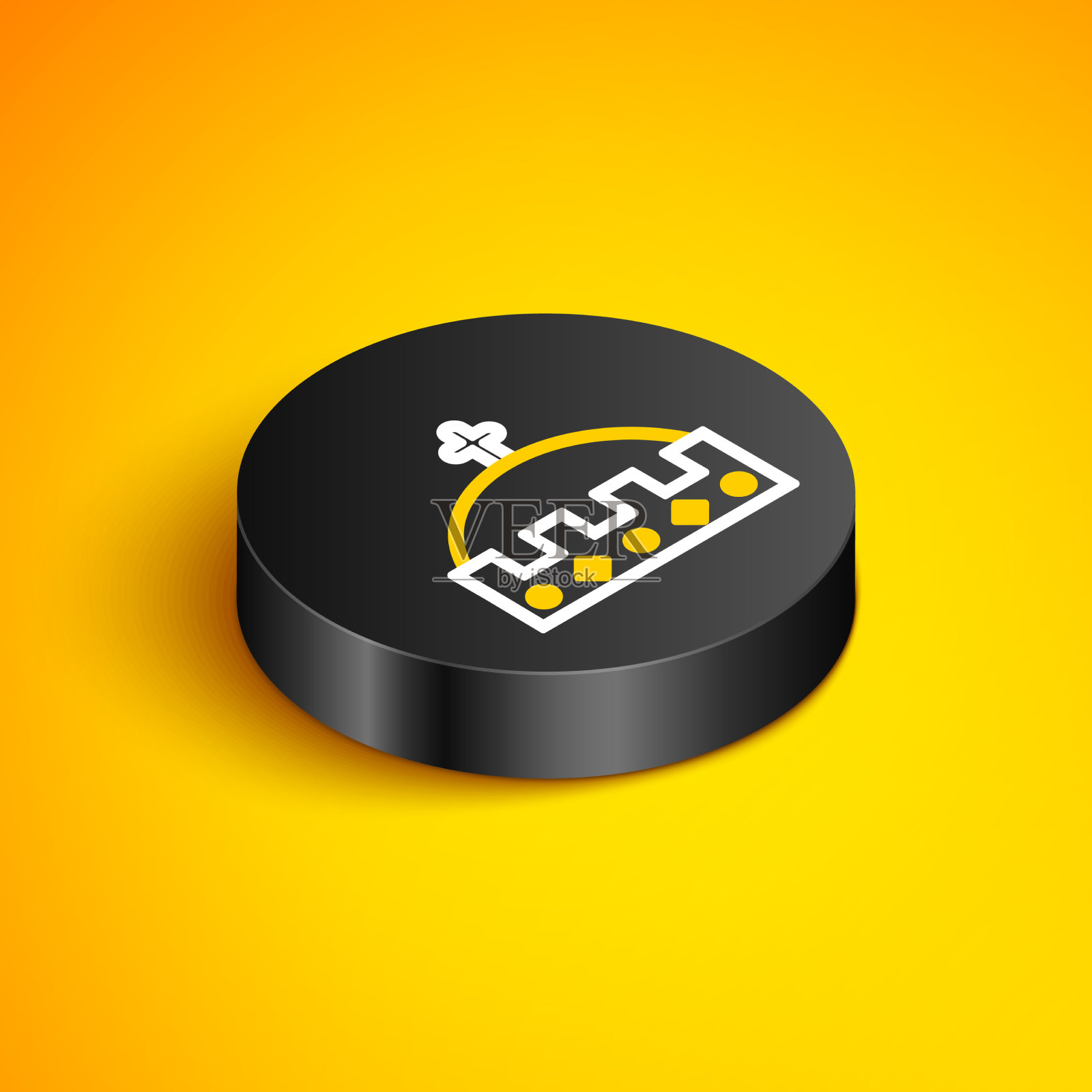 等距线王皇冠图标孤立在黄色插画图片素材