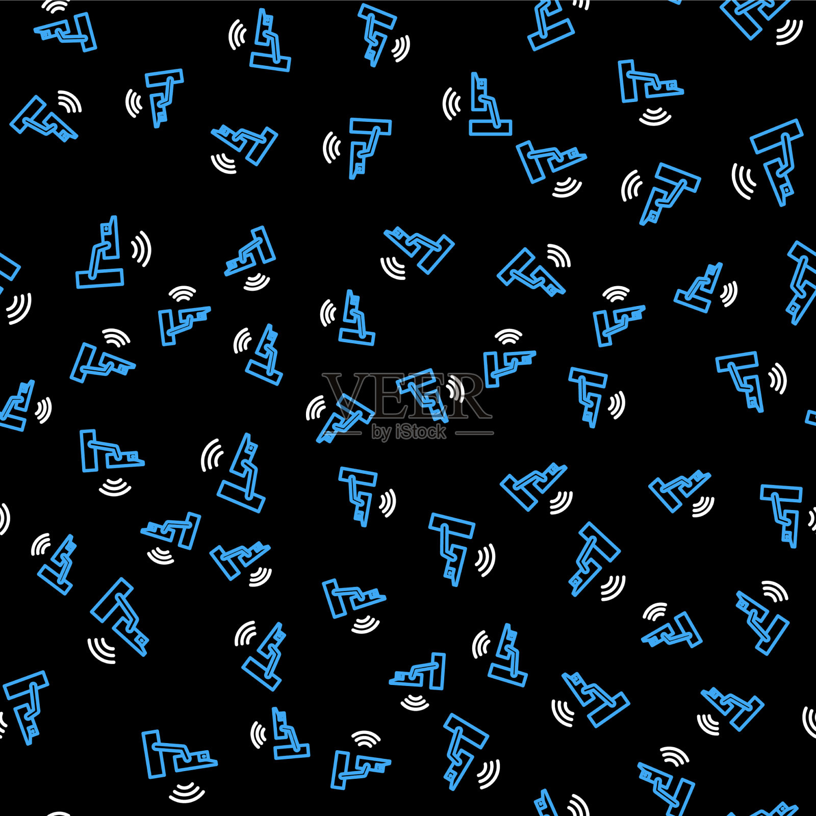 线路智能安全摄像头图标隔离无缝插画图片素材