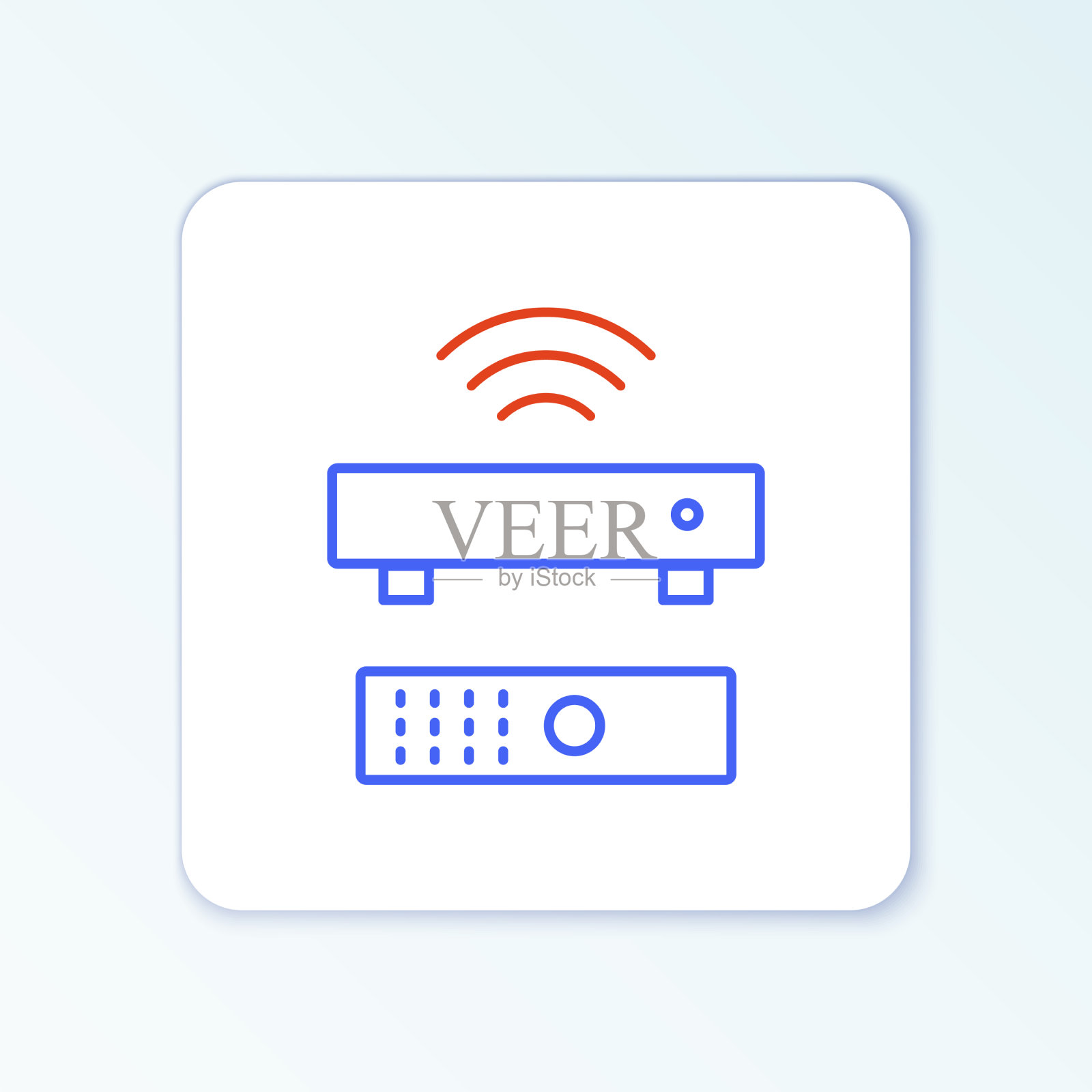 有线无线多媒体和电视盒接收机及插画图片素材