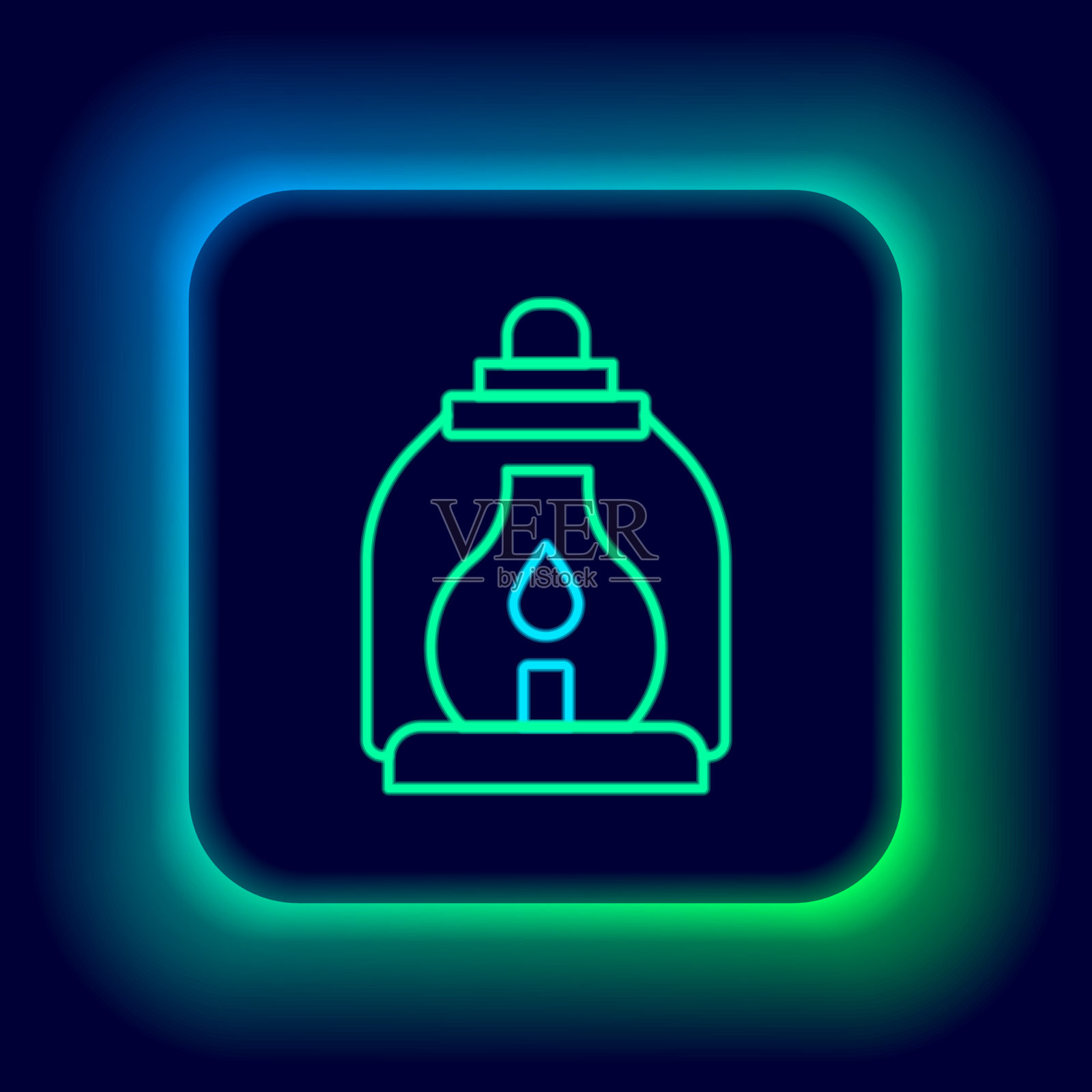 发光的霓虹灯线露营灯图标孤立上图标素材