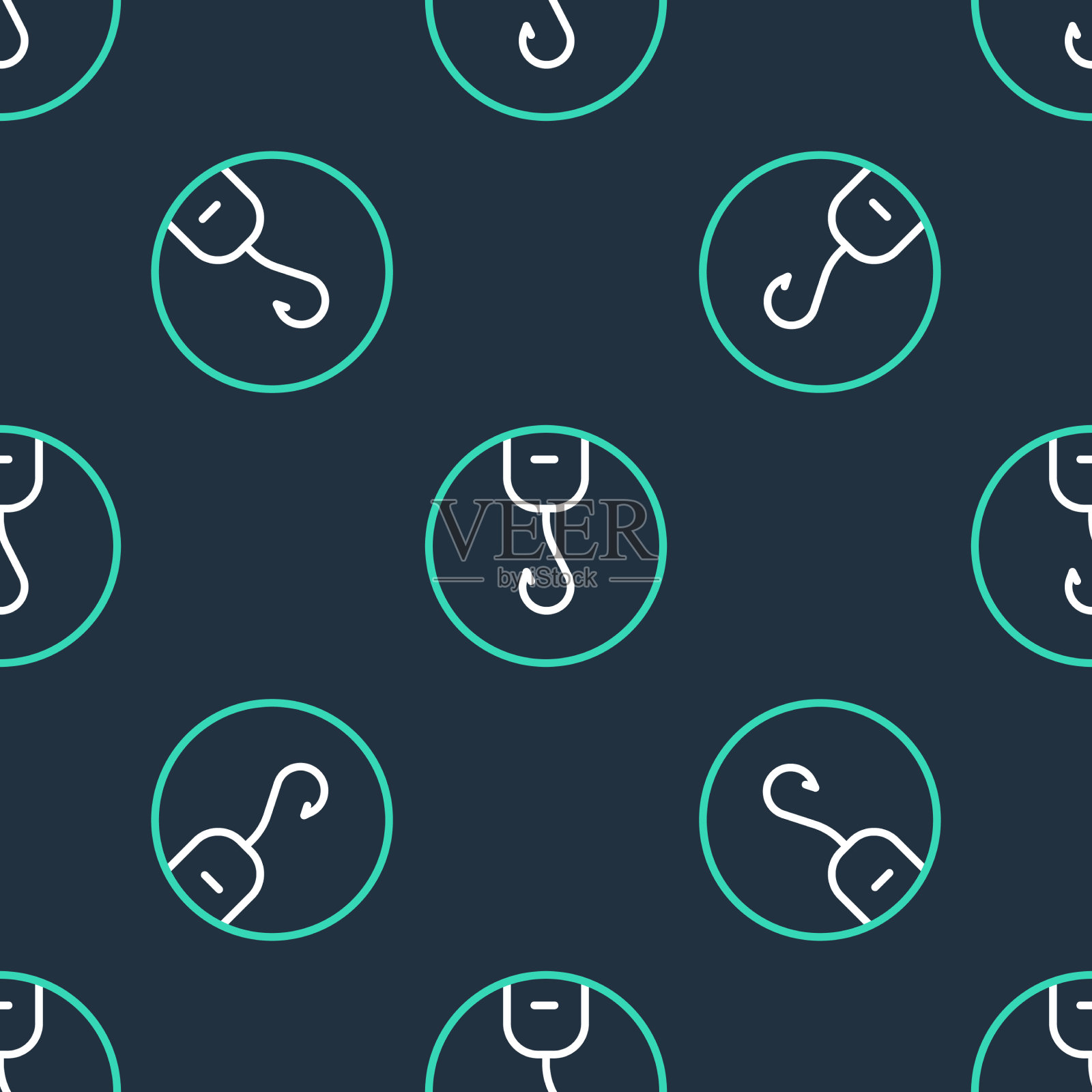 线钓钩图标隔离无缝模式插画图片素材