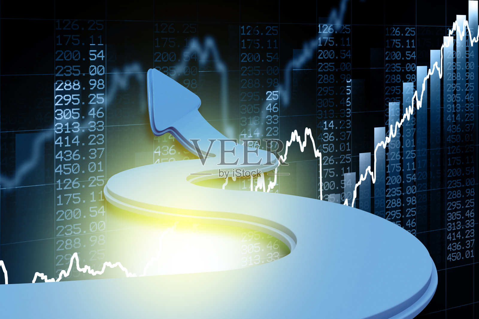 经济股票市场图表以商业为背景。三维演示照片摄影图片