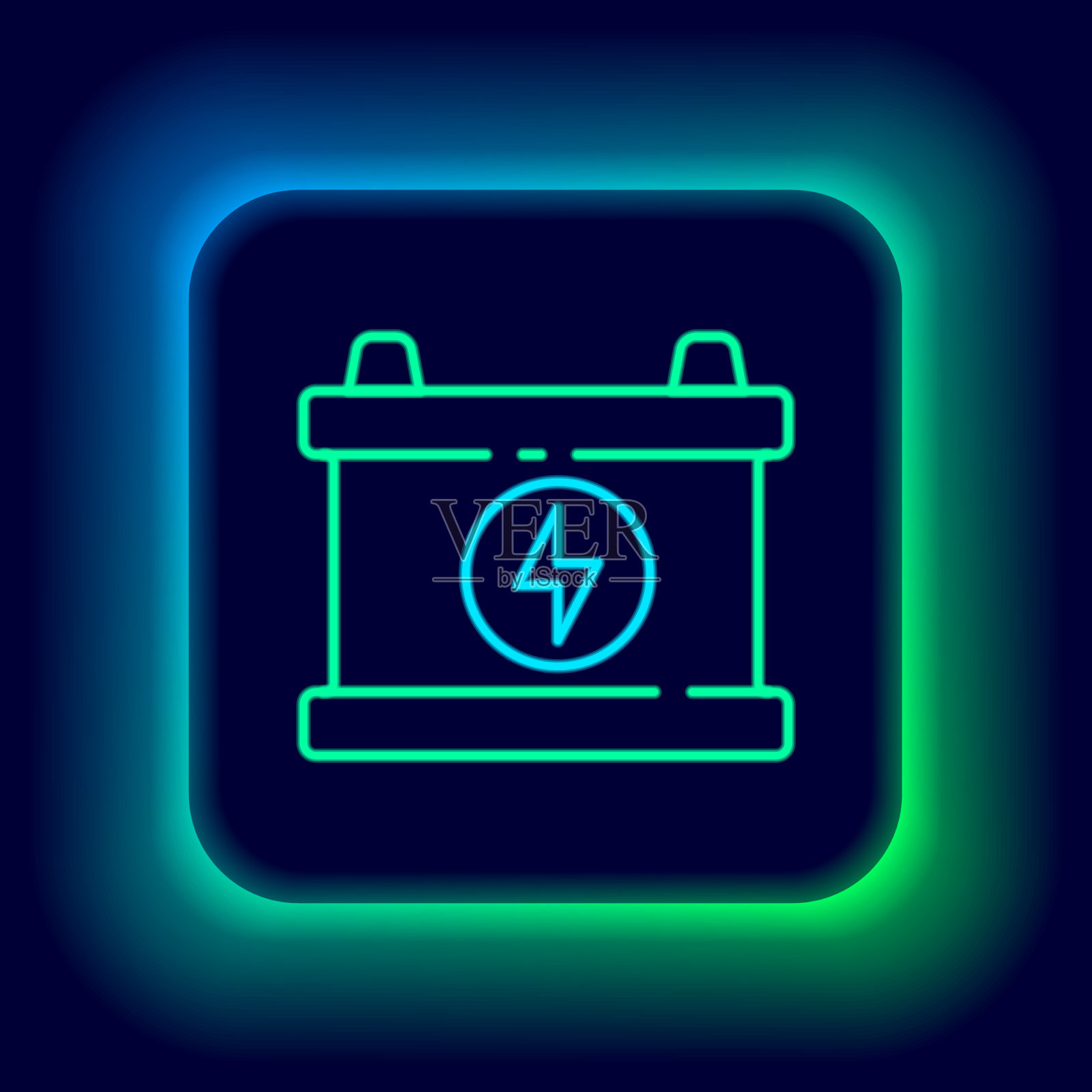 发光的霓虹灯线汽车电池图标隔离插画图片素材