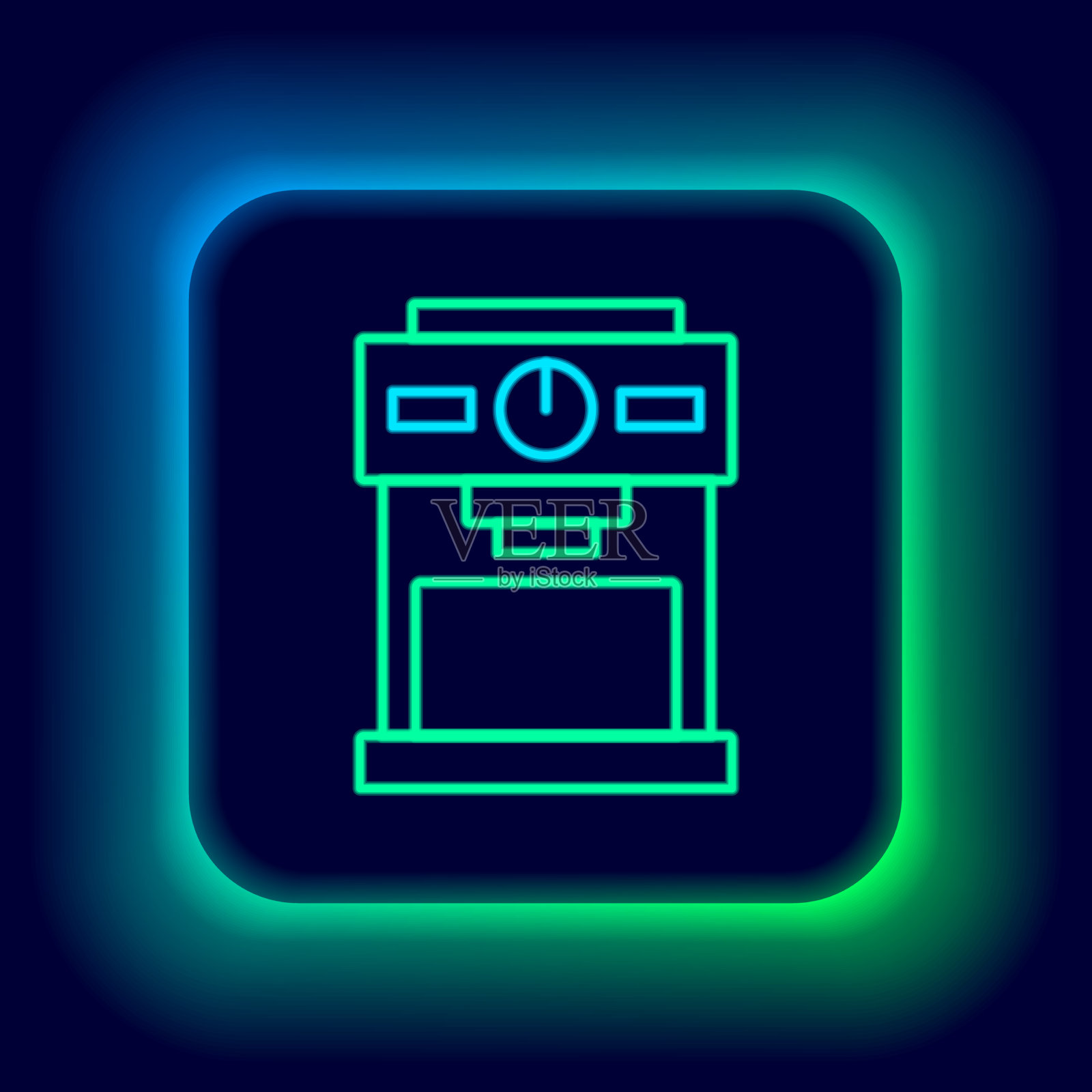 霓虹灯线咖啡机图标孤立插画图片素材