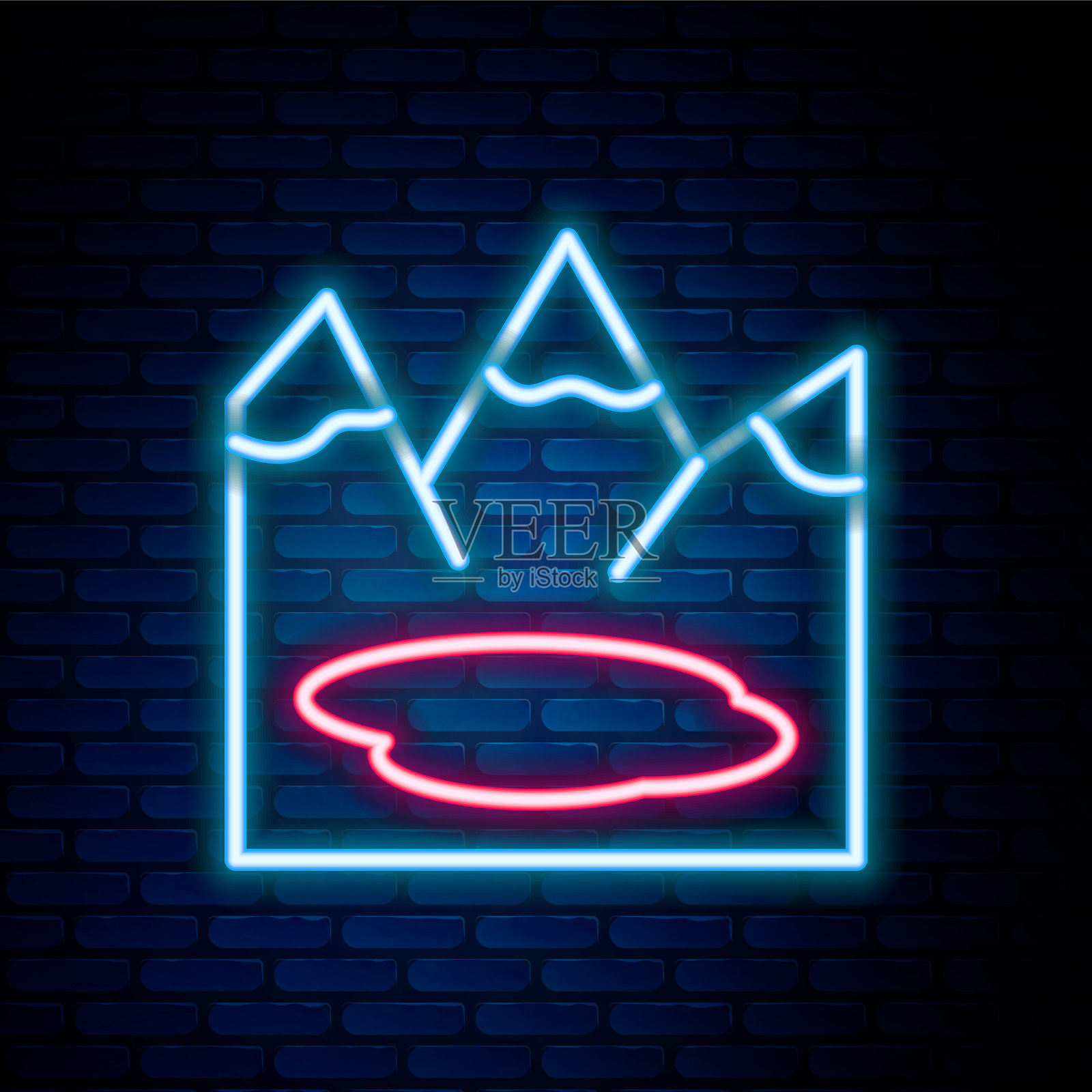 发光的霓虹线与加拿大景观插画图片素材