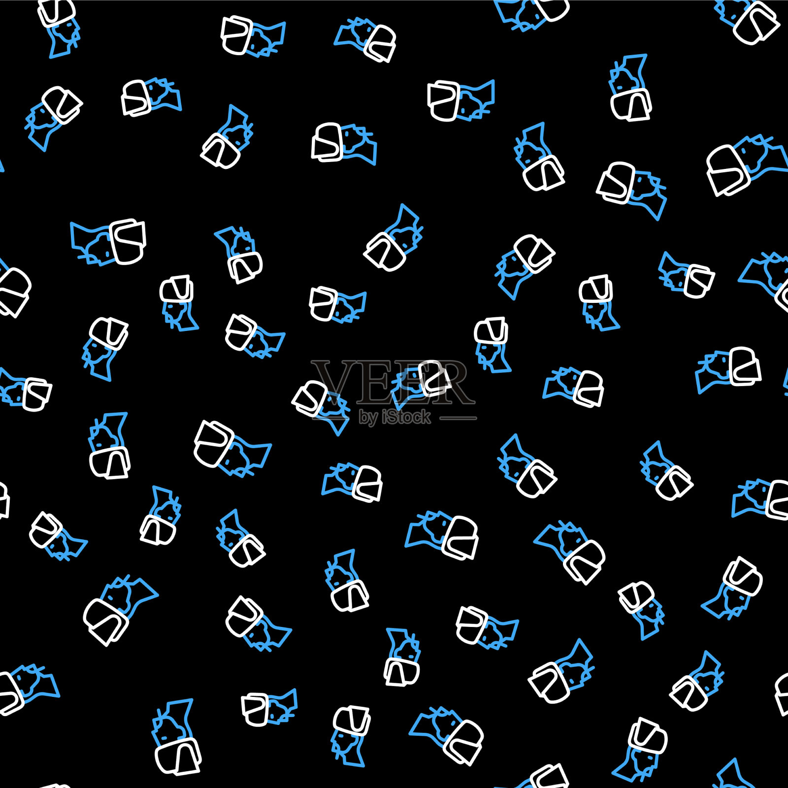 线乌克兰哥萨克图标孤立无缝插画图片素材