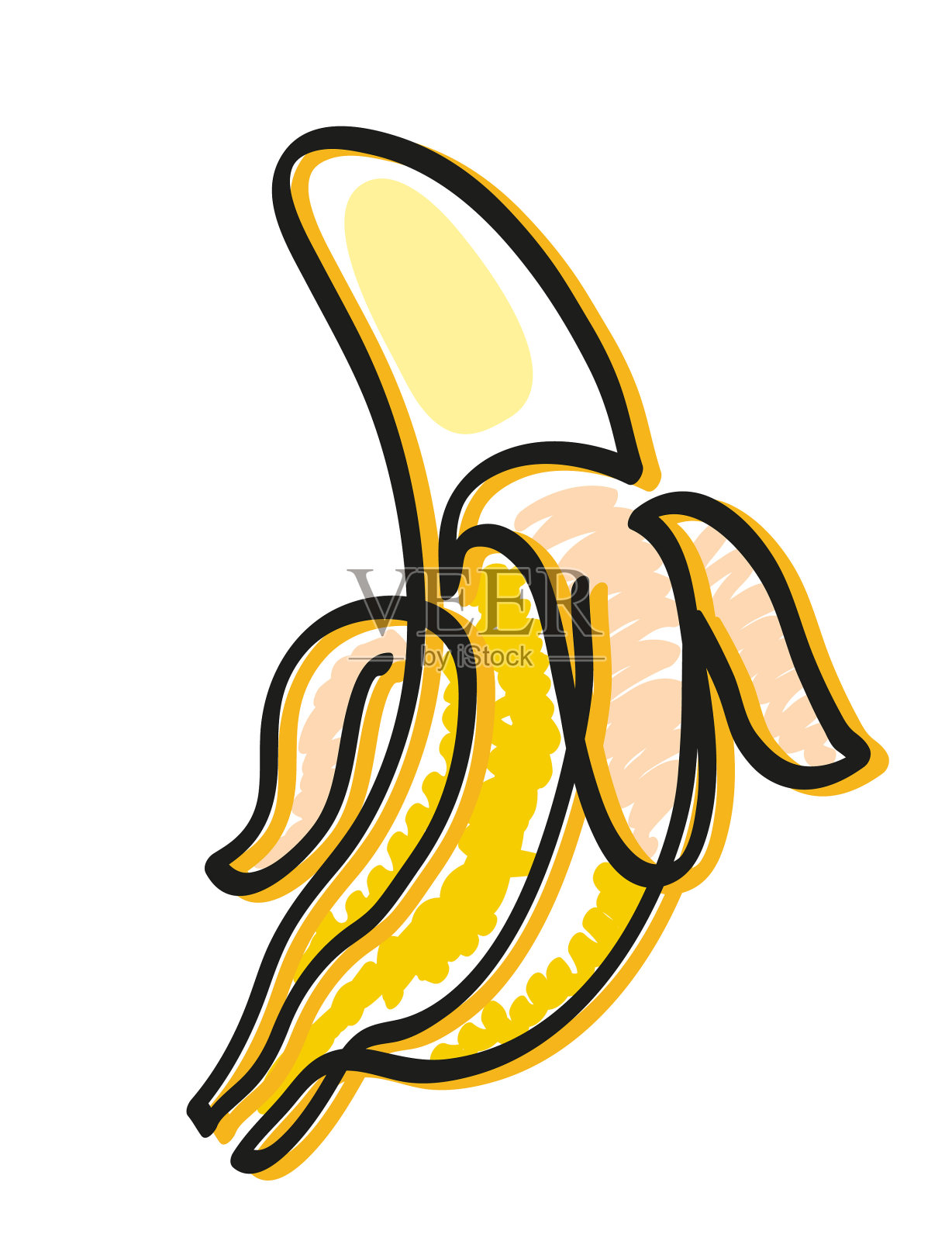 一条线画的开香蕉。设计元素图片