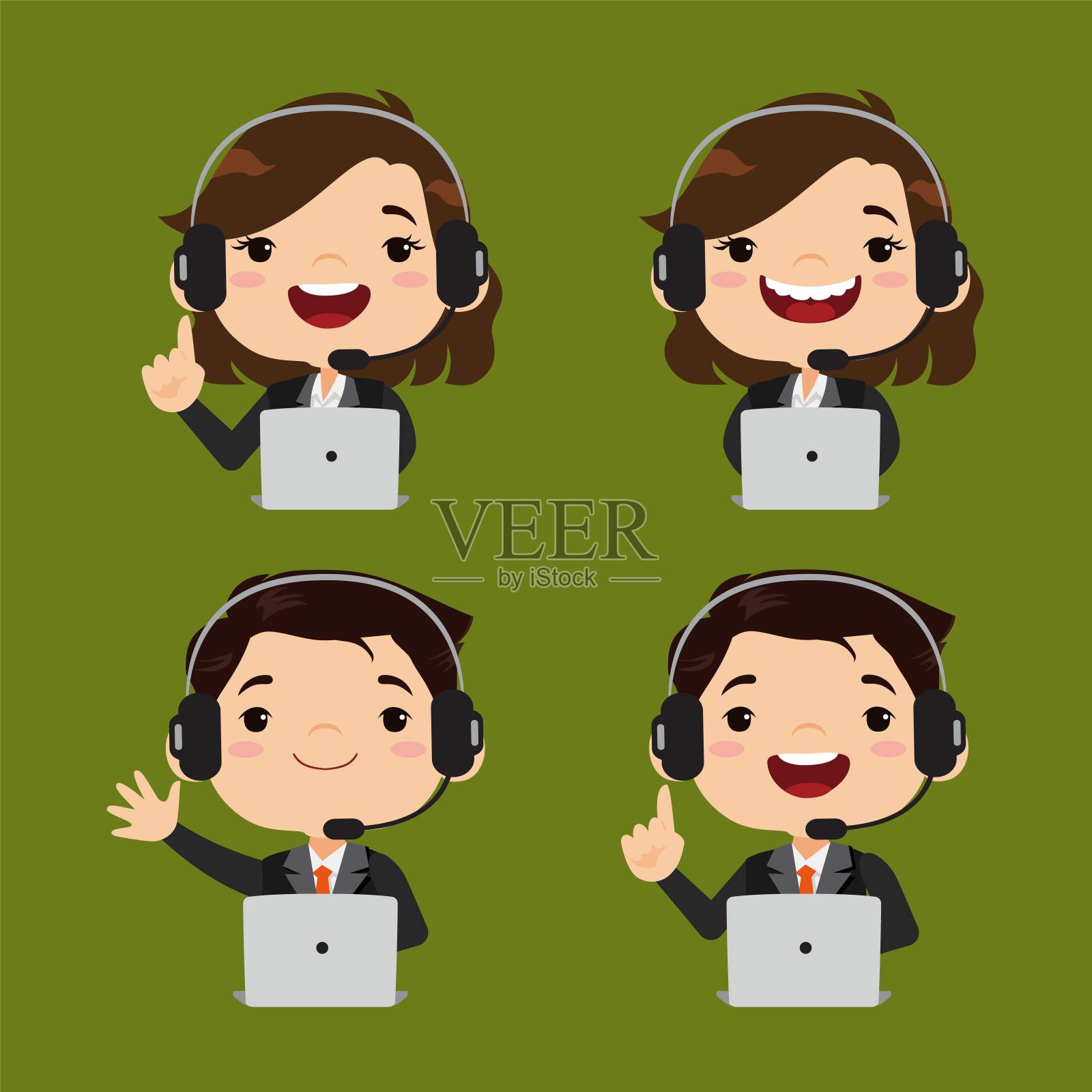 呼叫中心和客户服务特点插画图片素材