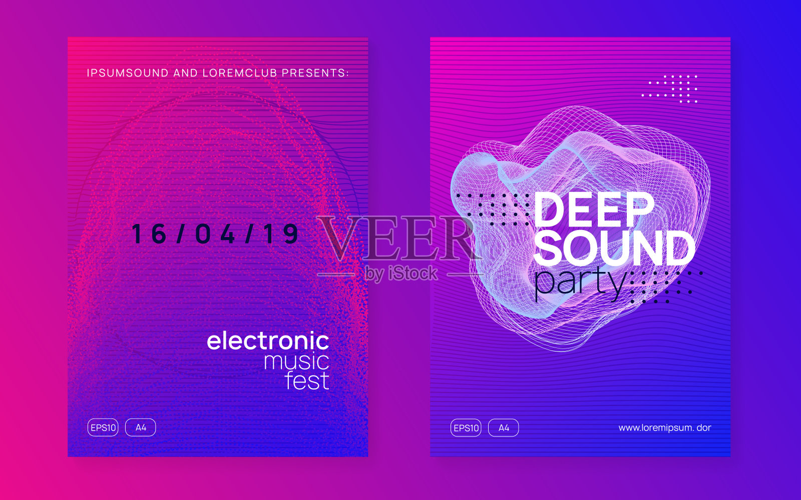 霓虹飞行恍惚事件。dj派对。电子舞曲。电子声音。俱乐部电影节海报。设计模板素材