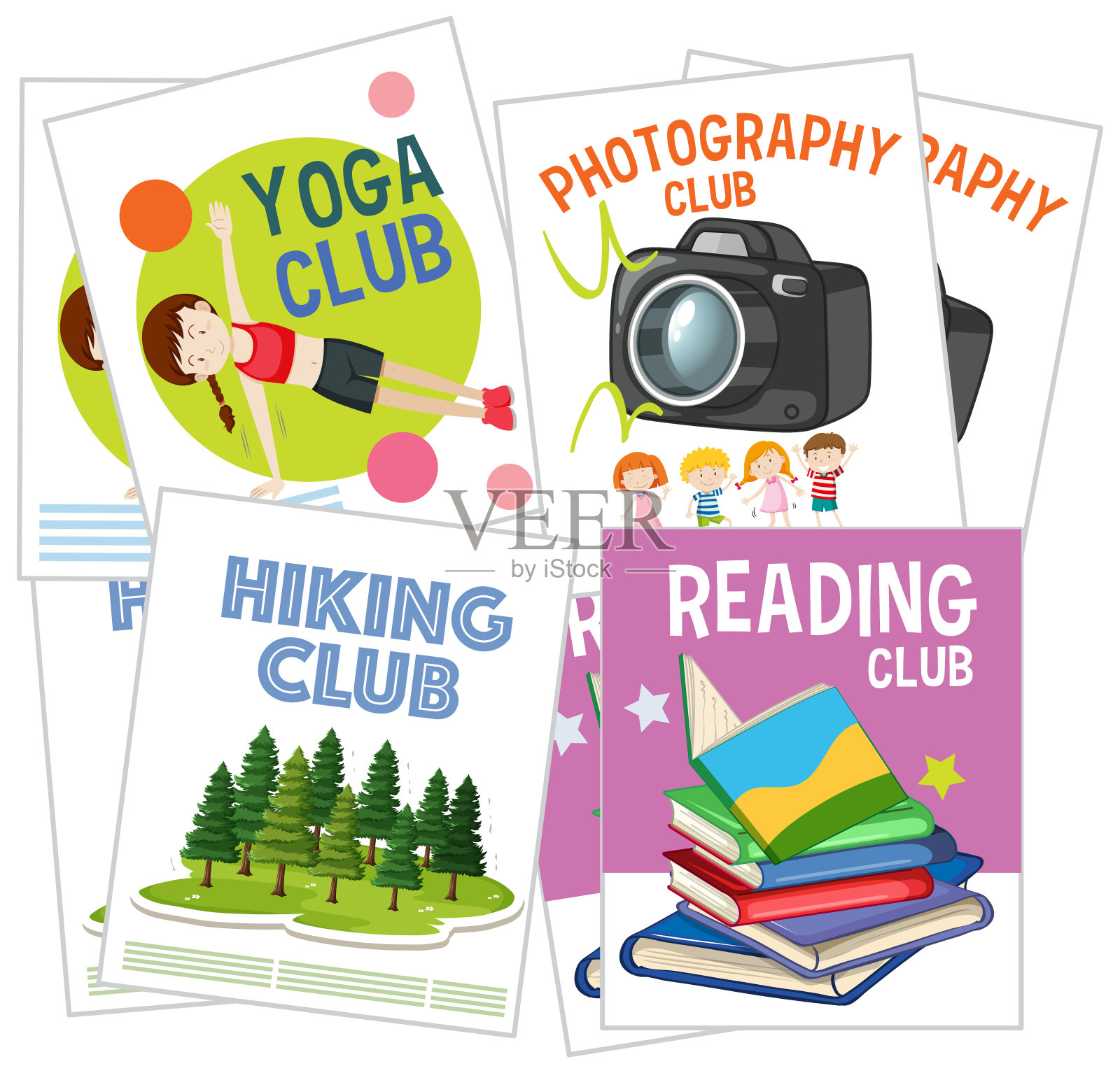 很多不同的书插画图片素材