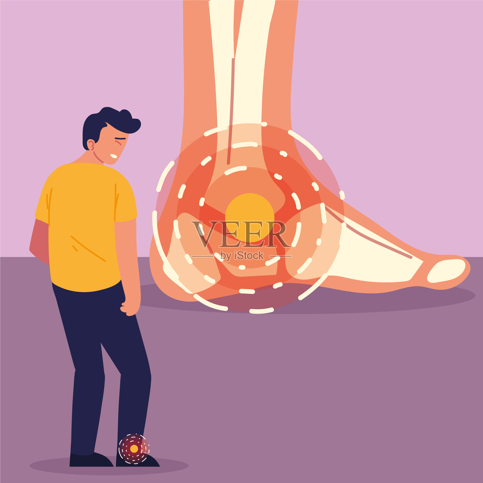 脚踝疼痛的男人插画图片素材