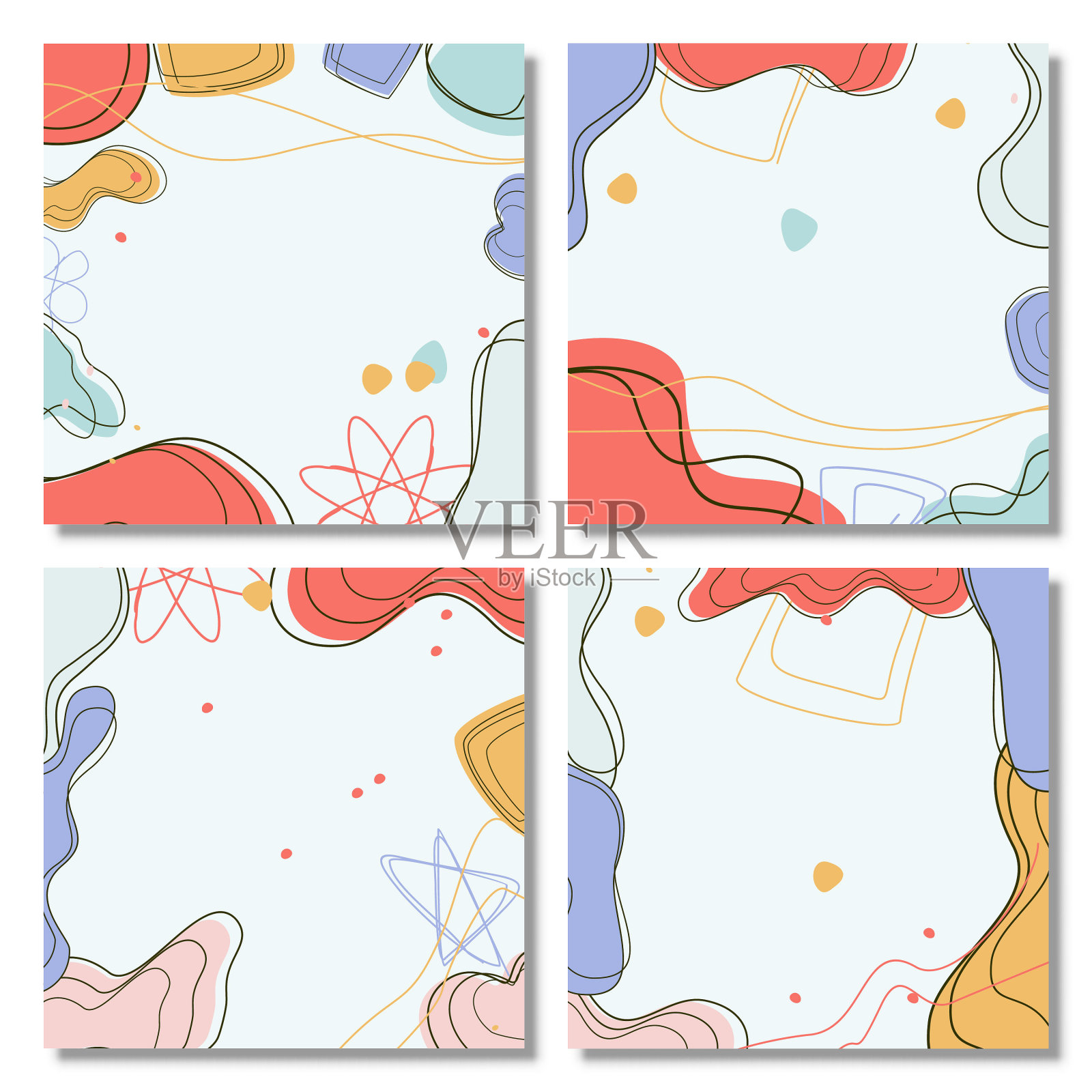 一组抽象背景。抽象的彩色背景插画图片素材