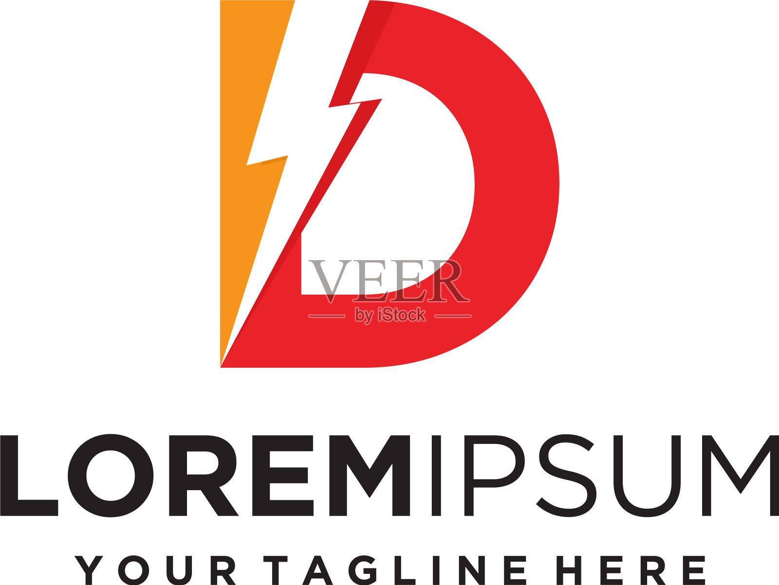 字母闪电电标志插画图片素材