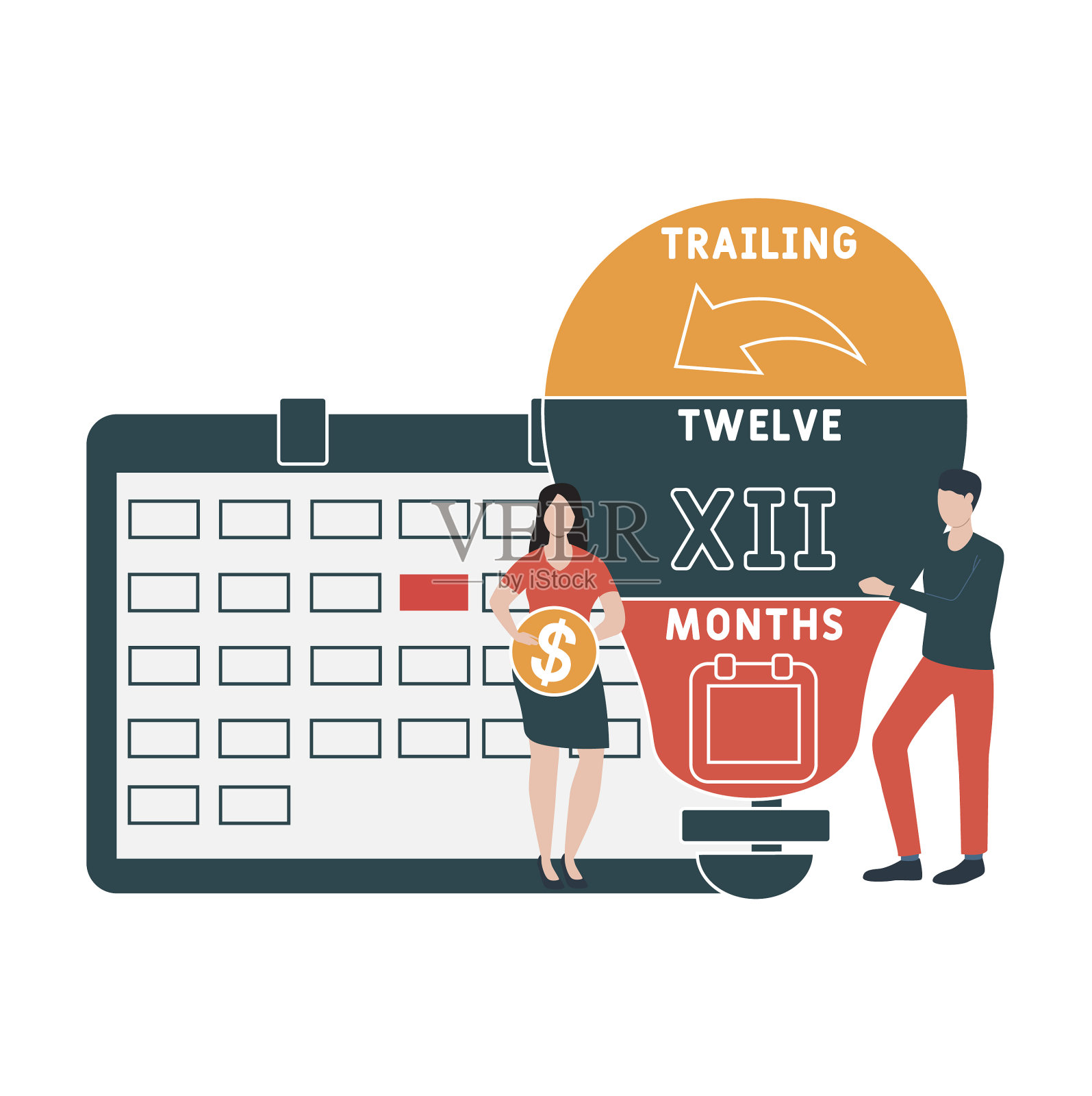 以人为本的平面设计。追踪12个月首字母缩写设计模板素材