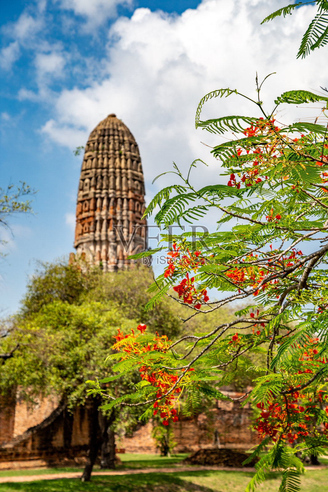 位于泰国历史名城Phra Nakhon Si Ayutthaya的Phra Ram寺照片摄影图片